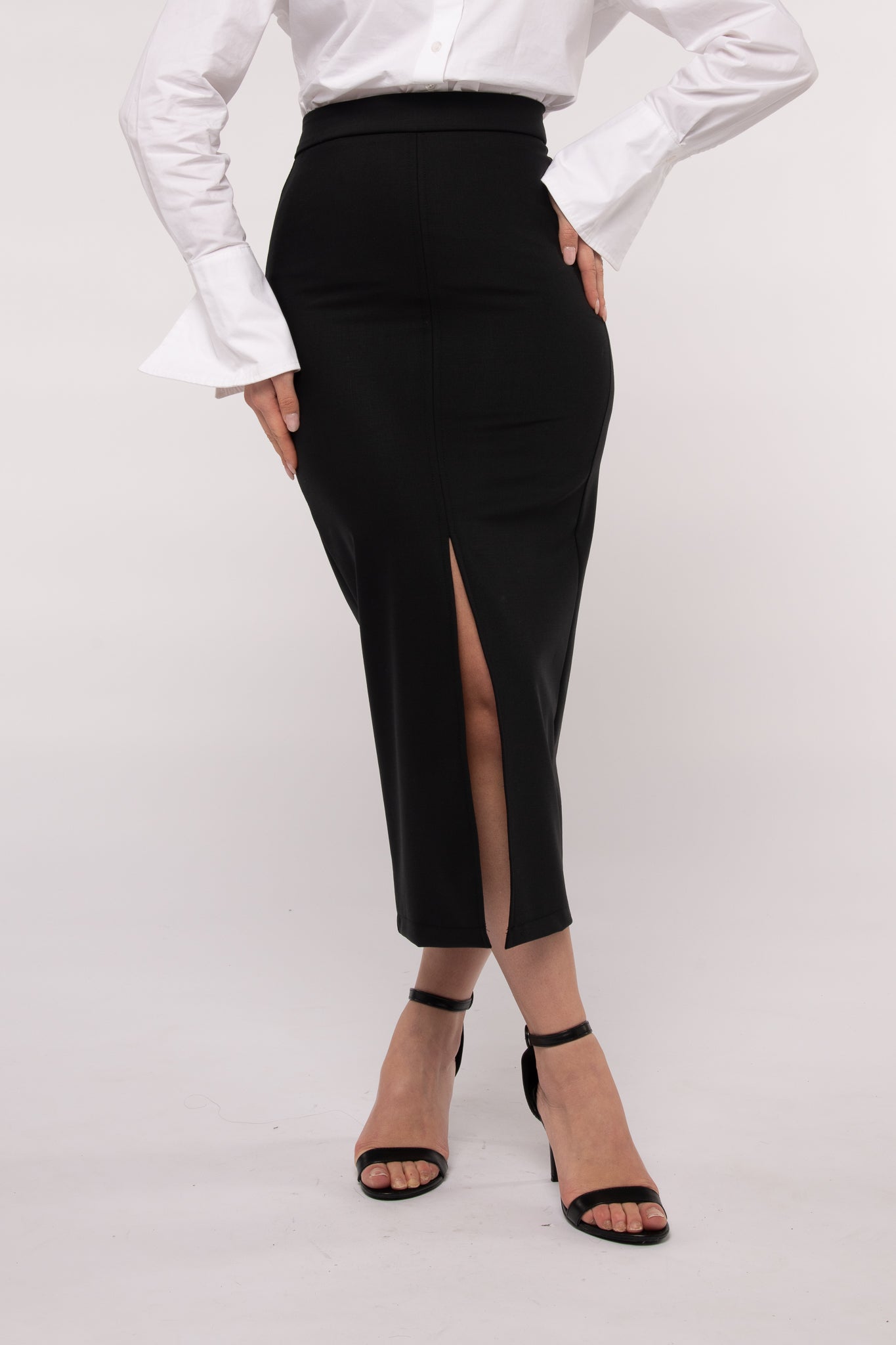 Gonna longuette ‘52% LANA 3&33’ Nera