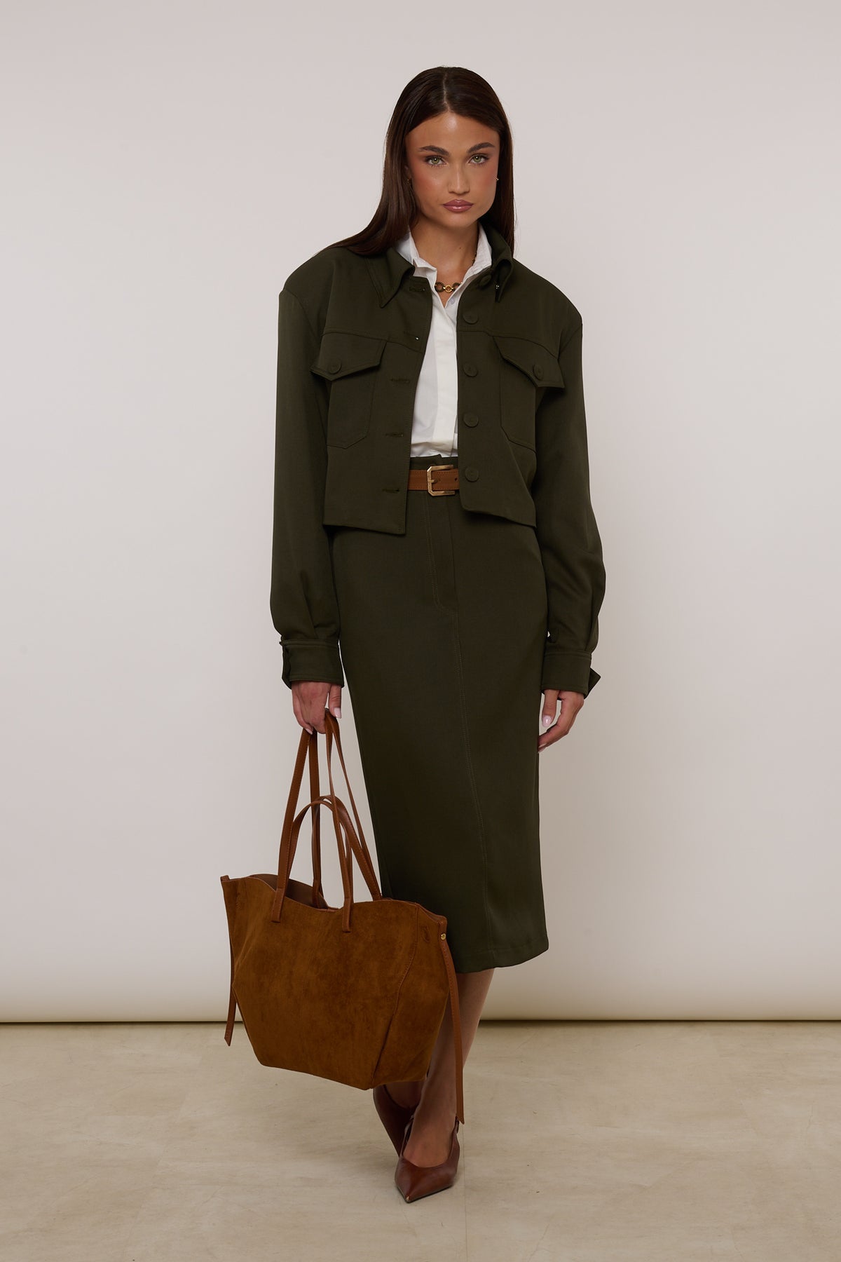 Coordinato ‘GONNA LONGUETTE+GIACCA’ Verde Militare