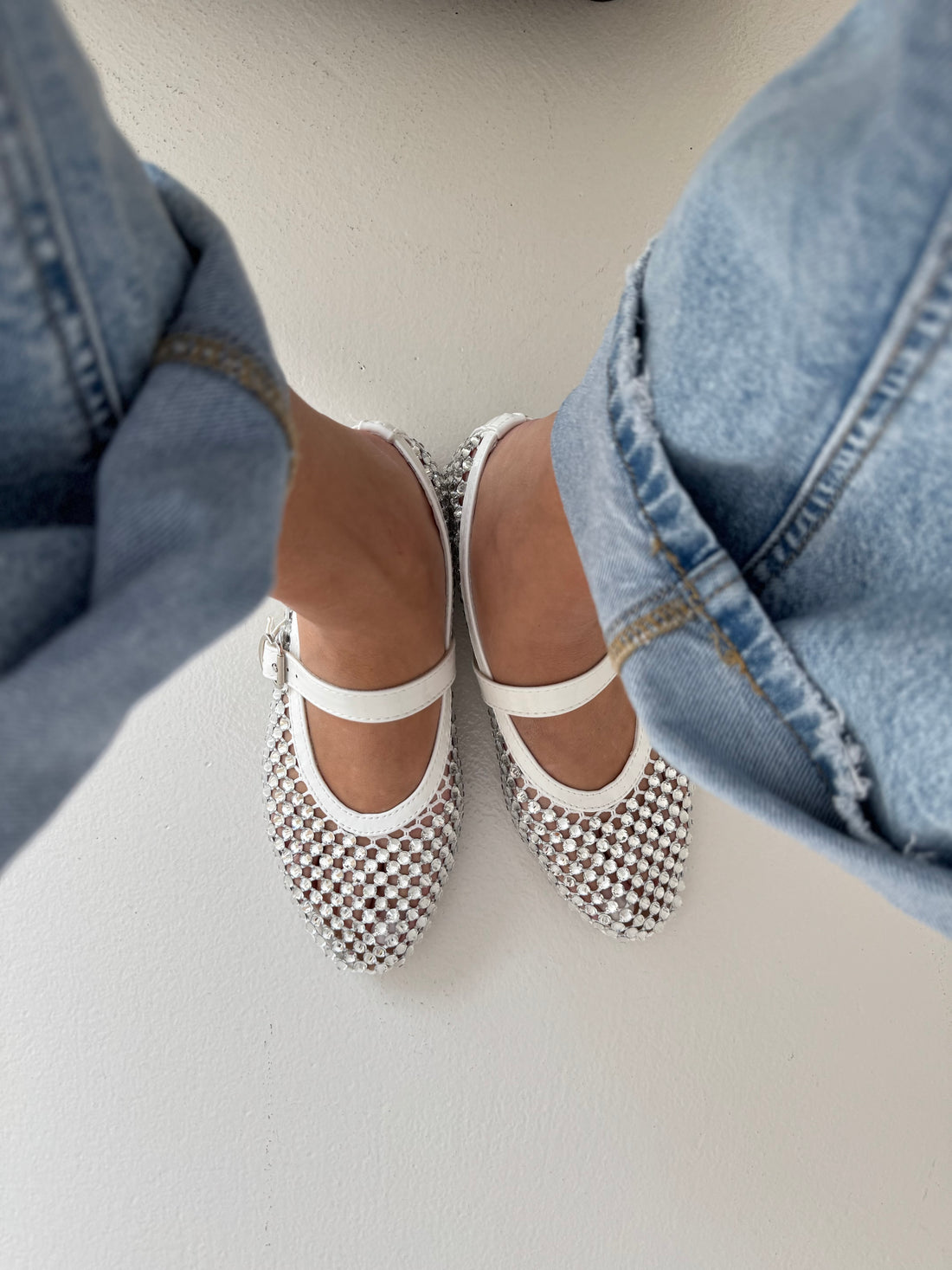 Scarpe ‘BALLERINA’ total strass Bianca