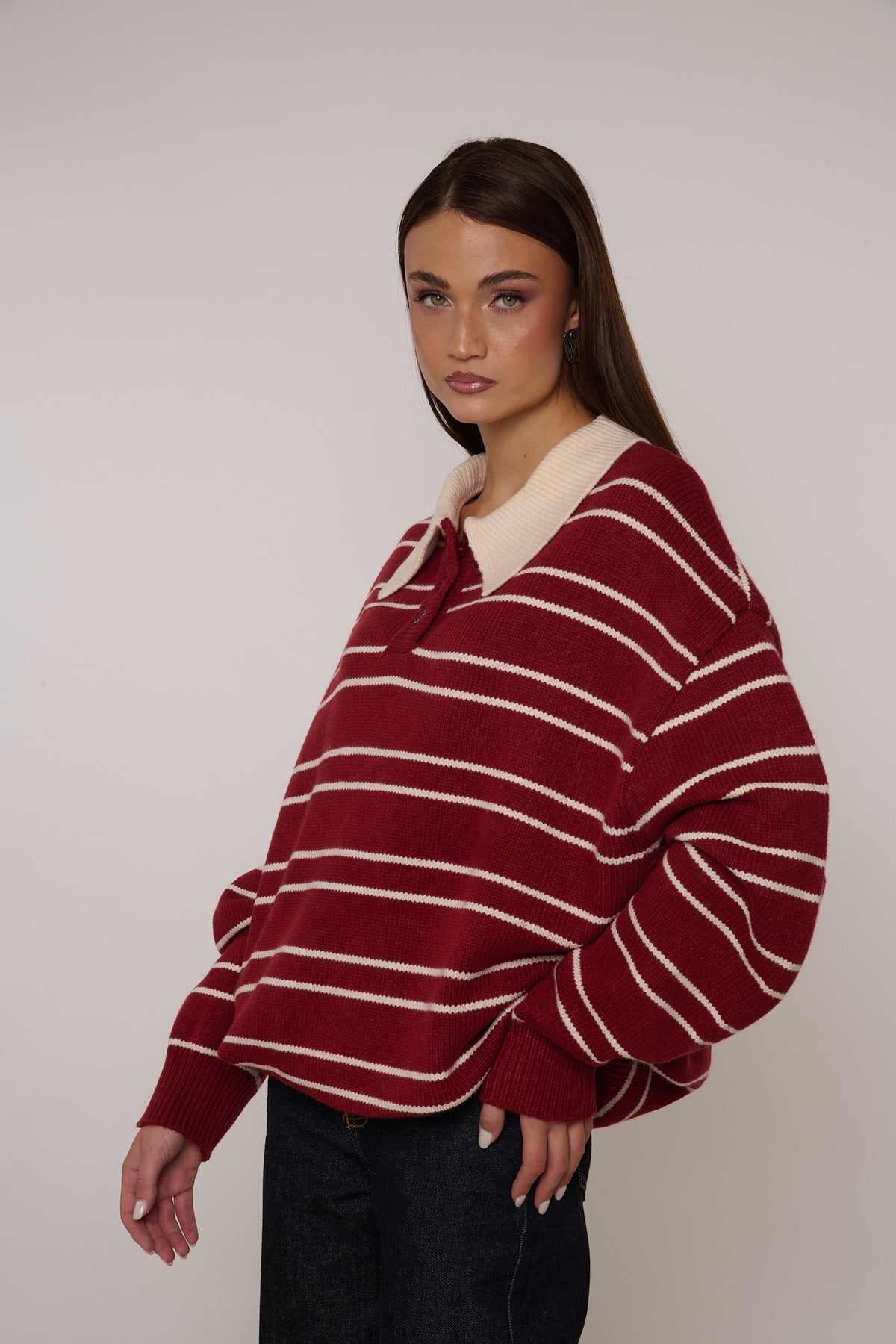 Maglione/Polo ‘RIGHE’ Bordeaux