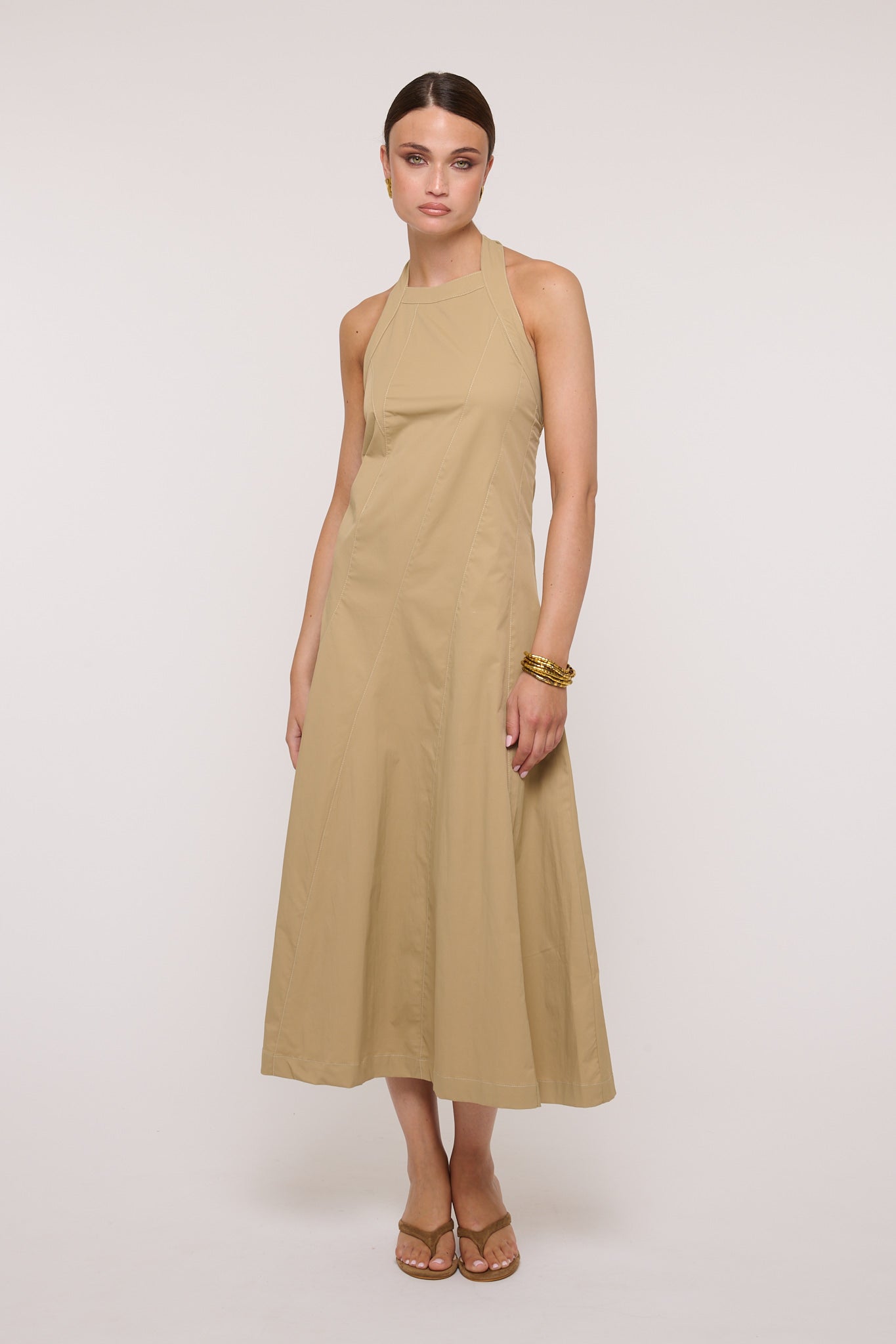 Abito ‘29% COTONE’ Con Cuciture Beige