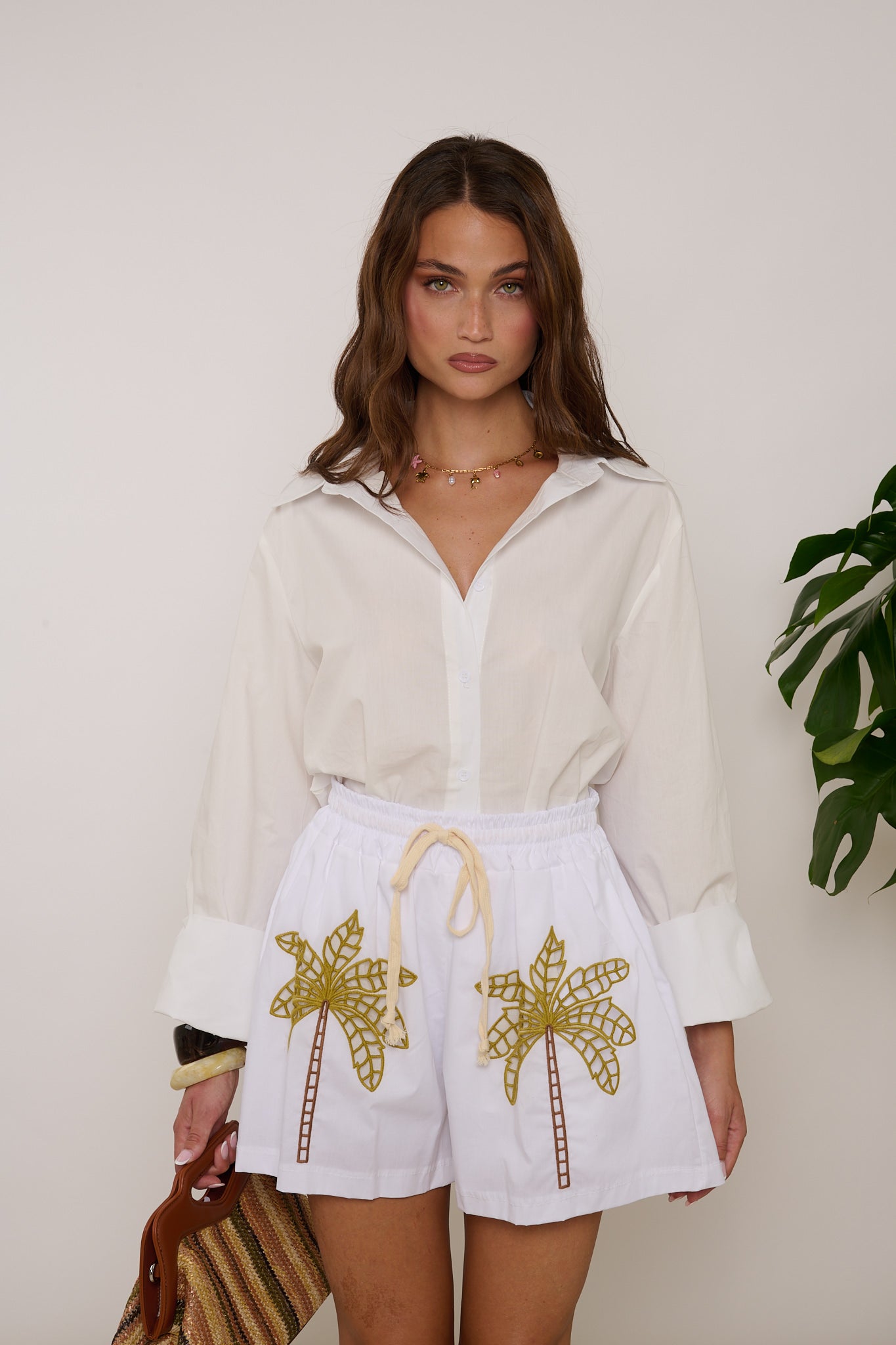 Pantaloncino ‘PALME’ Bianco