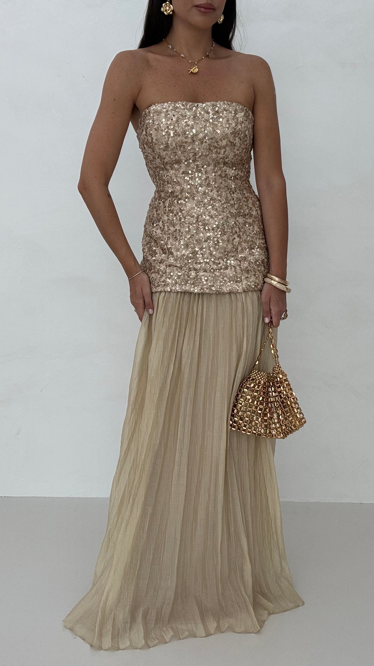Abito ‘LADY’ paillettes Beige