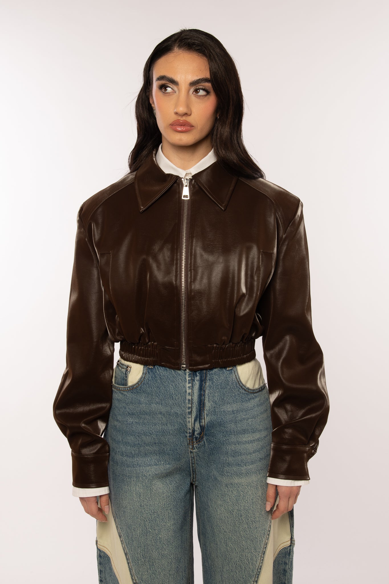 Bomber Crop ‘ECOPELLE’Cacao