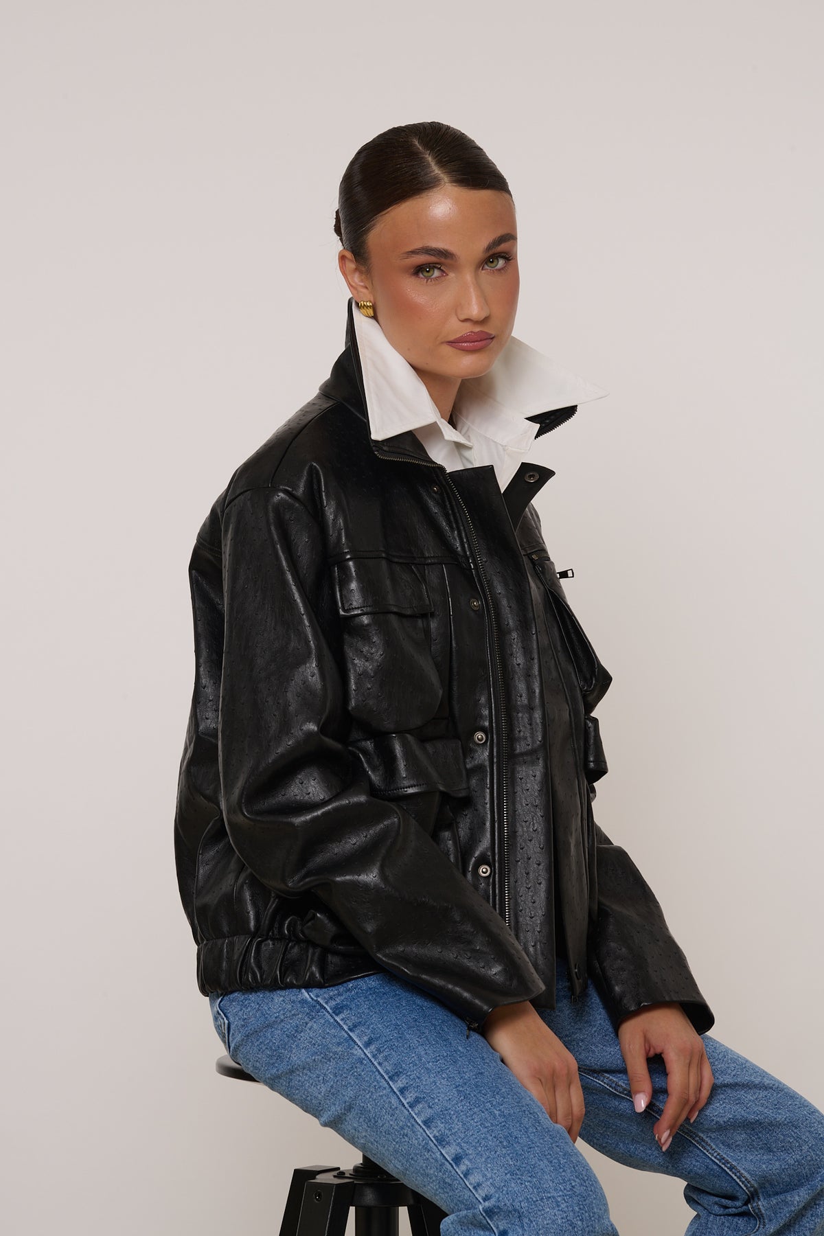 Bomber ‘TASCONI’ Ecopelle By Lumina Nero