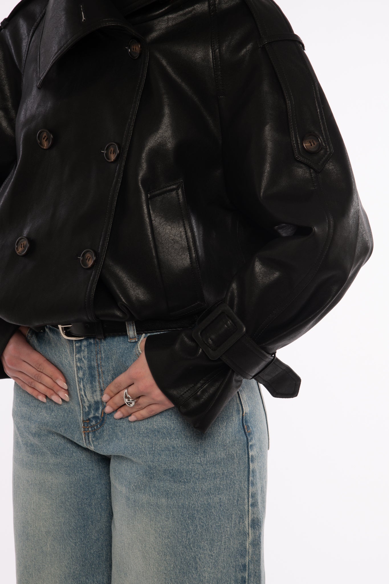 Bomber/Chiodo ‘6 BOTTONI’ Ecopelle Nero