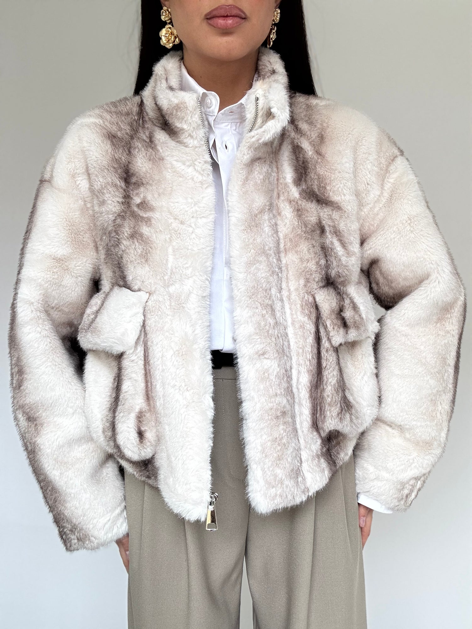 Eco pelliccia ‘TASCONI E ZIP’ Panna