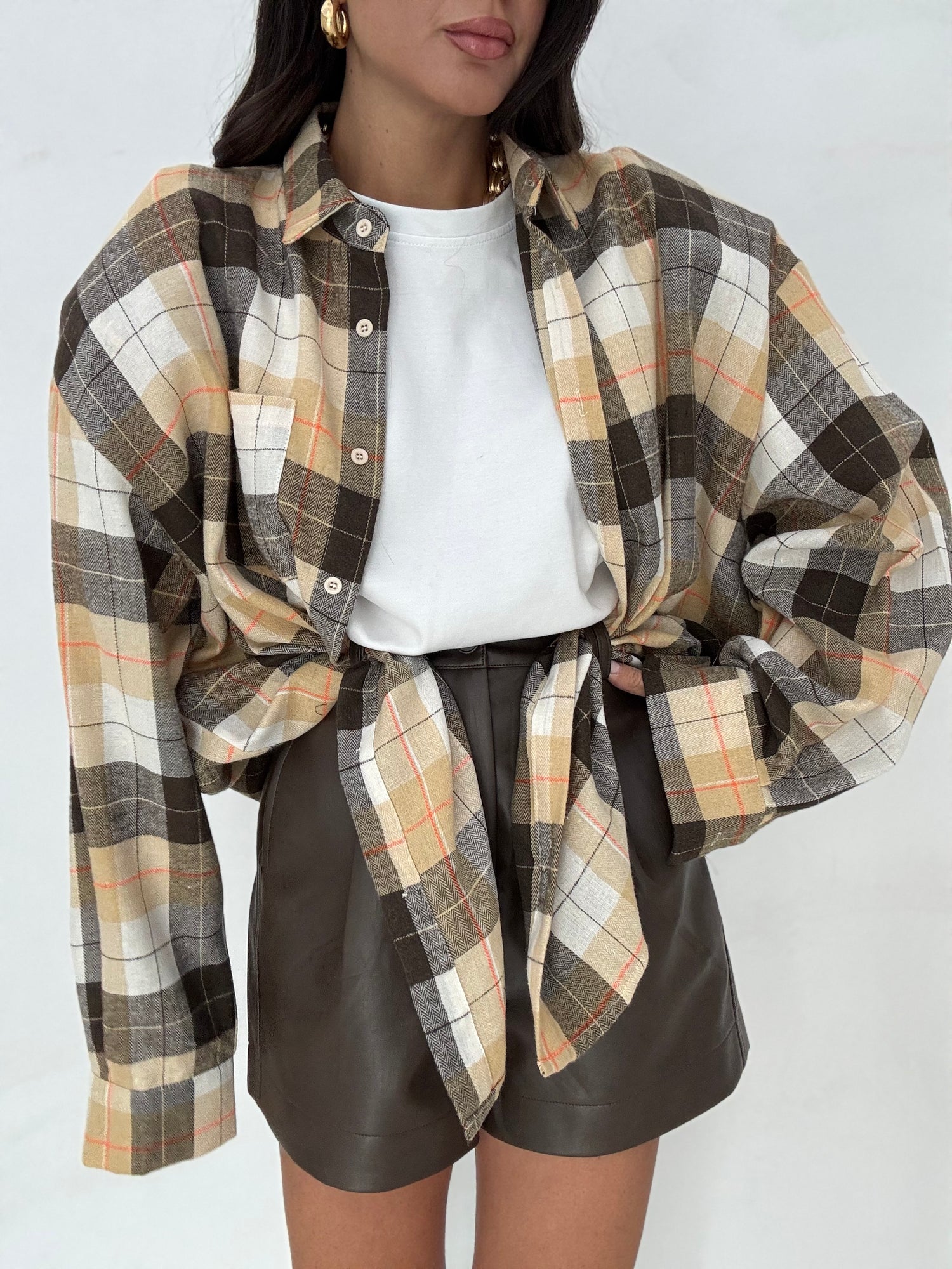 Camicia ‘QUADRI 65%COTONE’ Base Senape