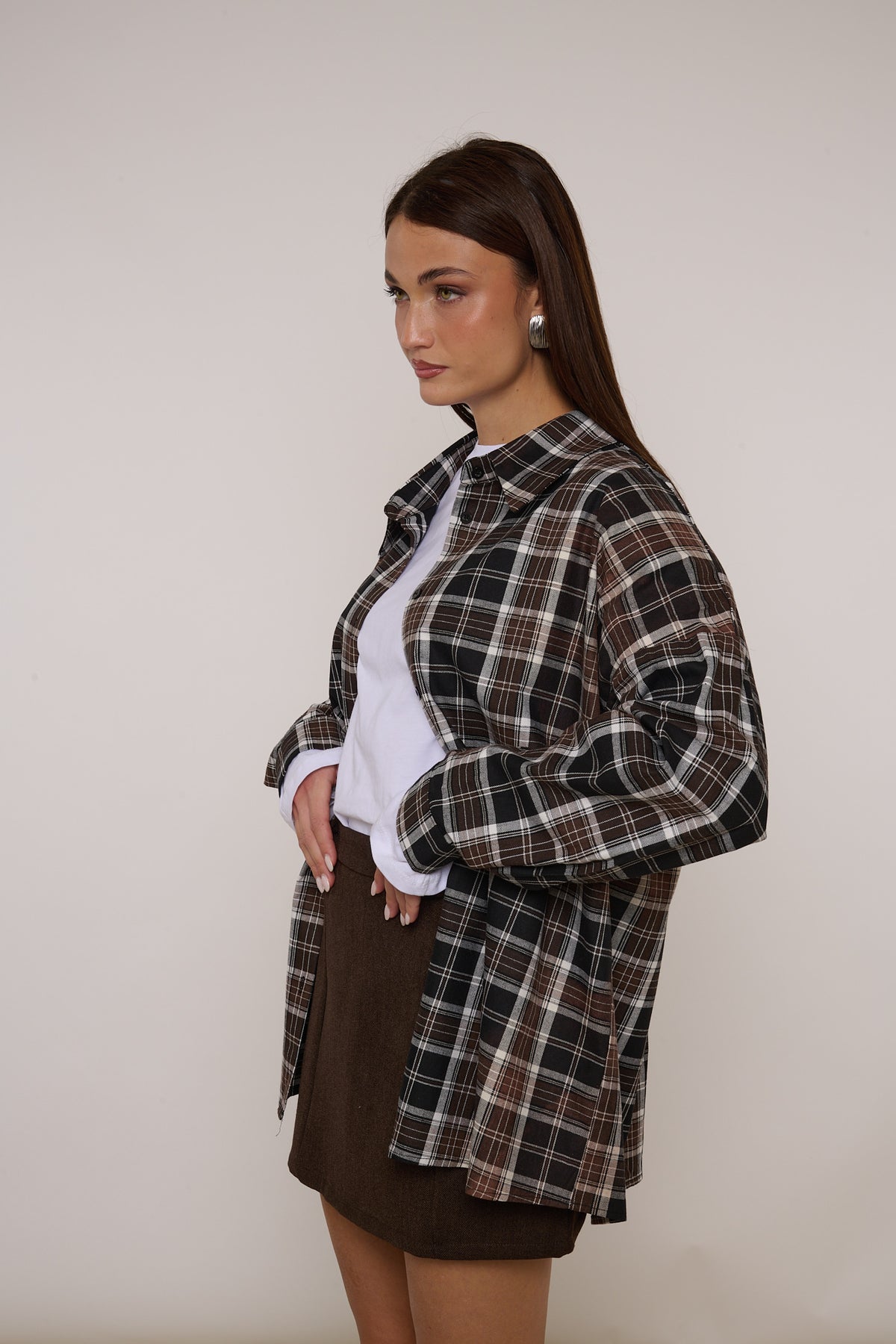 Camicia ‘100%COTONE’ QUADRI Cacao