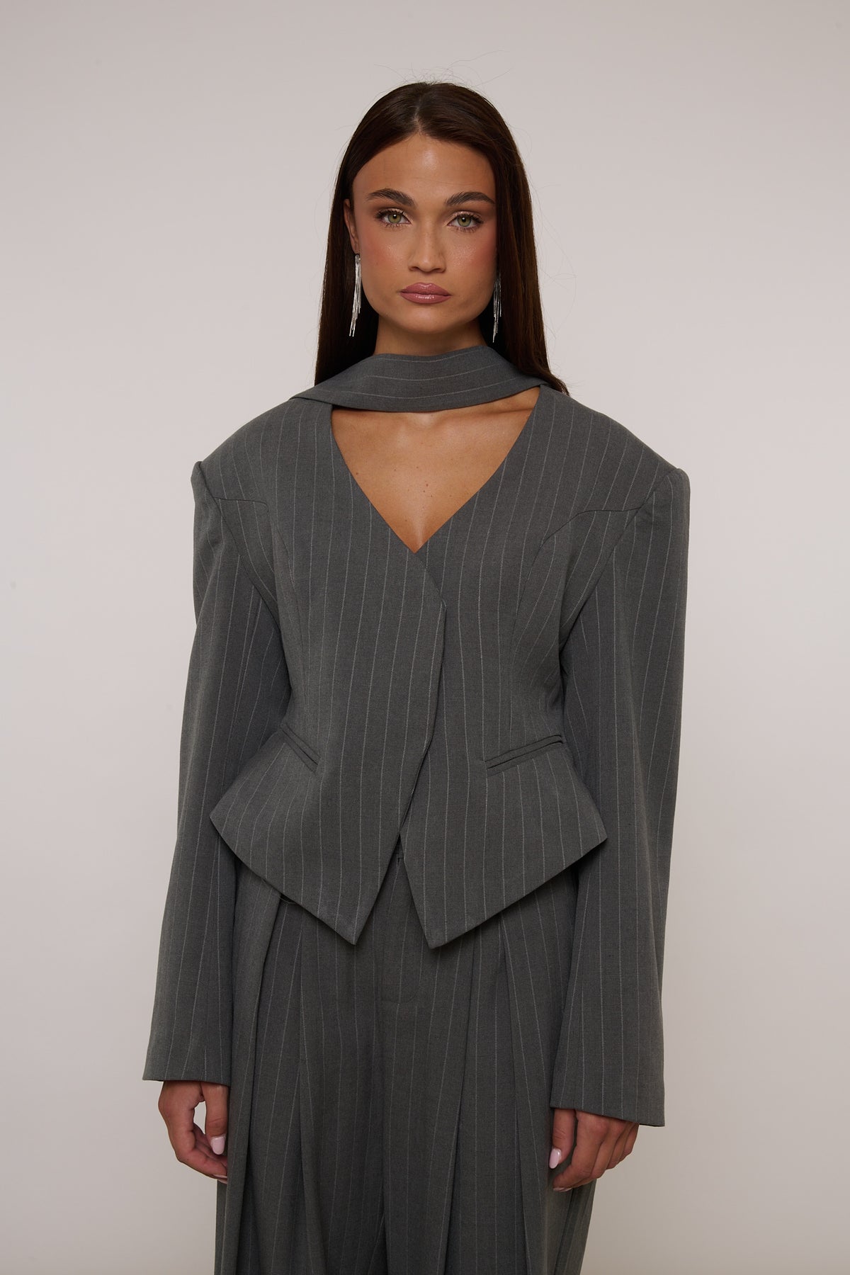 Blazer ‘CINTURA BY LUMINA’ Righe Grigio