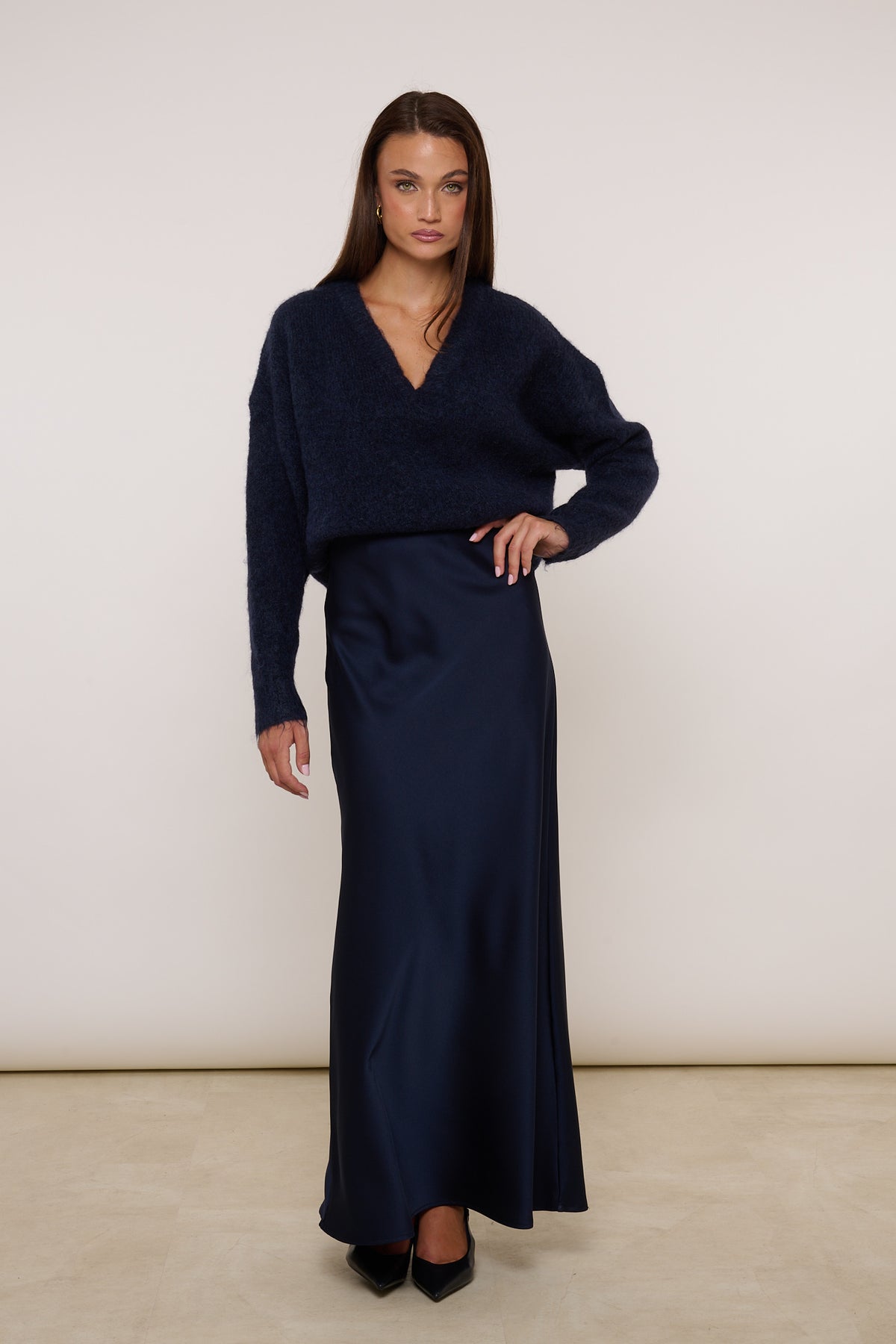 Gonna Longuette ‘SATIN’ Blu Notte
