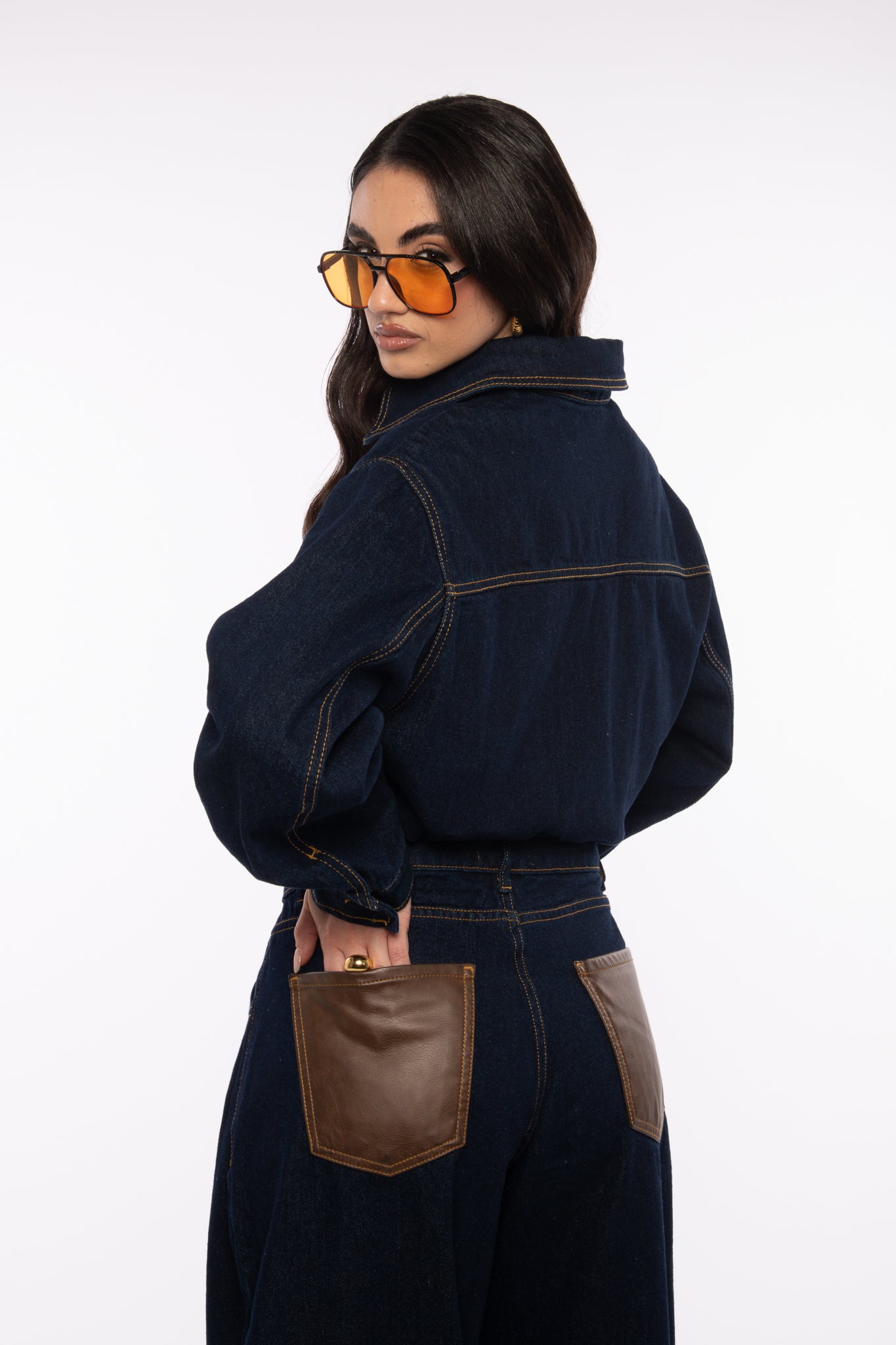 Jeans ‘BALLON’ con tasche in ecopelle Lavaggio Zero