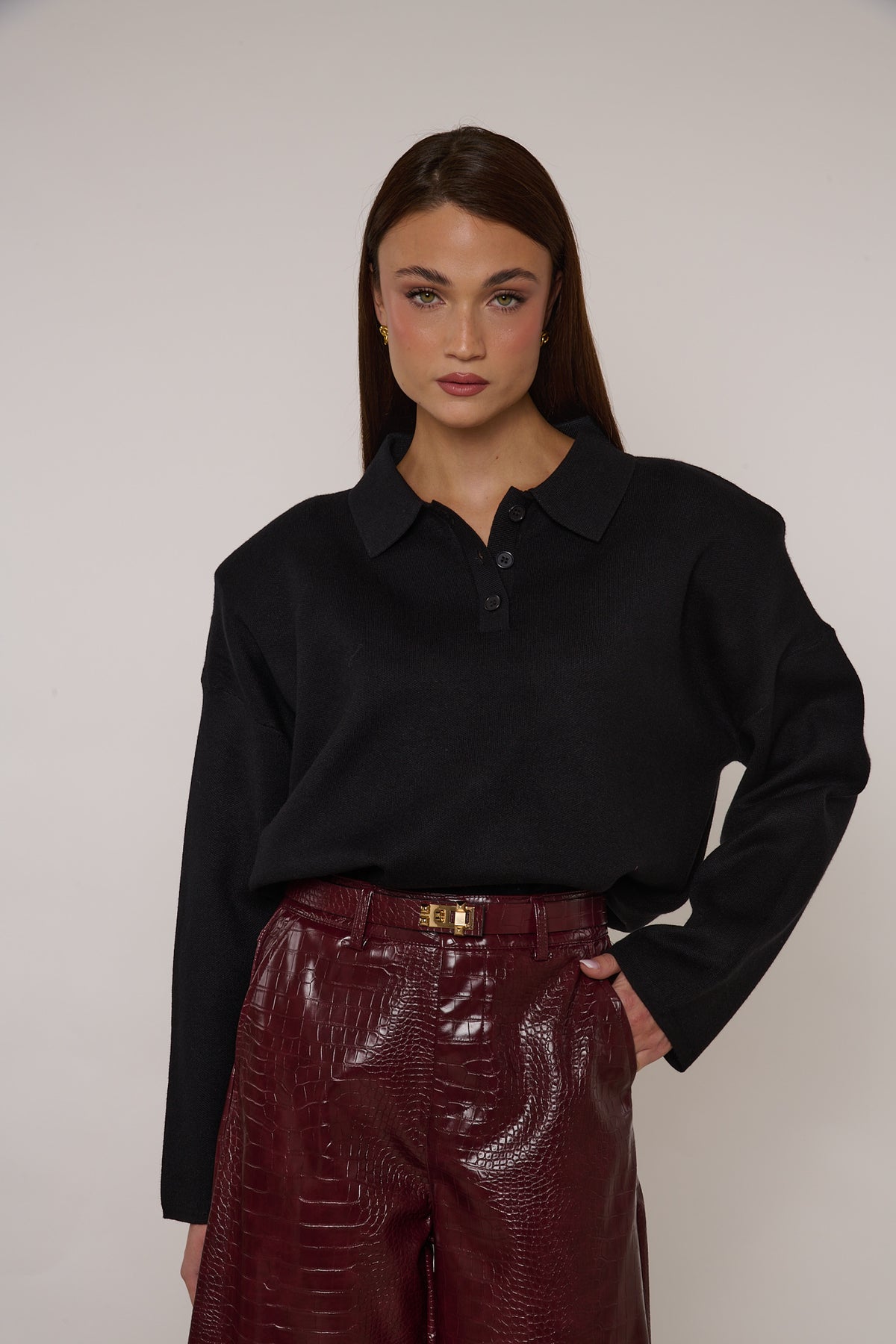 Maglione/Polo con spalline Nero