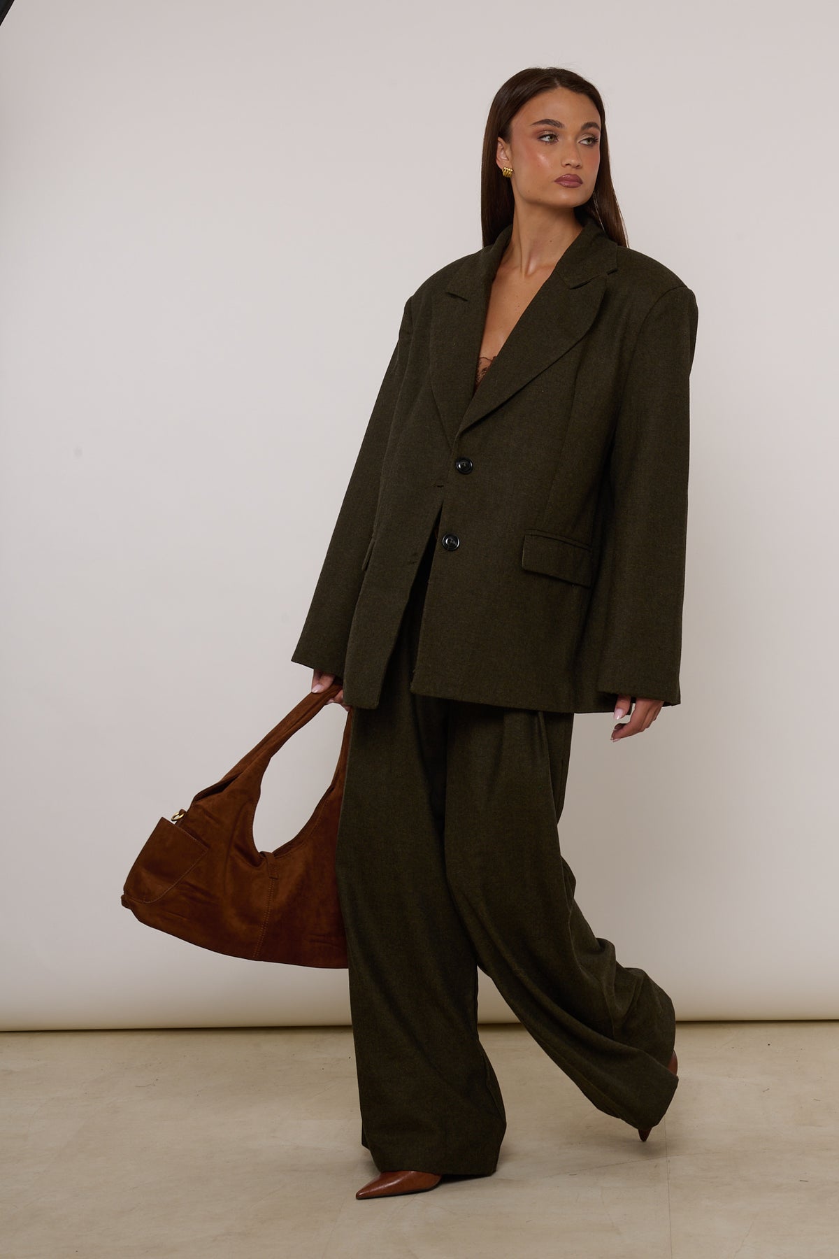Tailleur ‘30% LANA’ Spigato Verde Militare