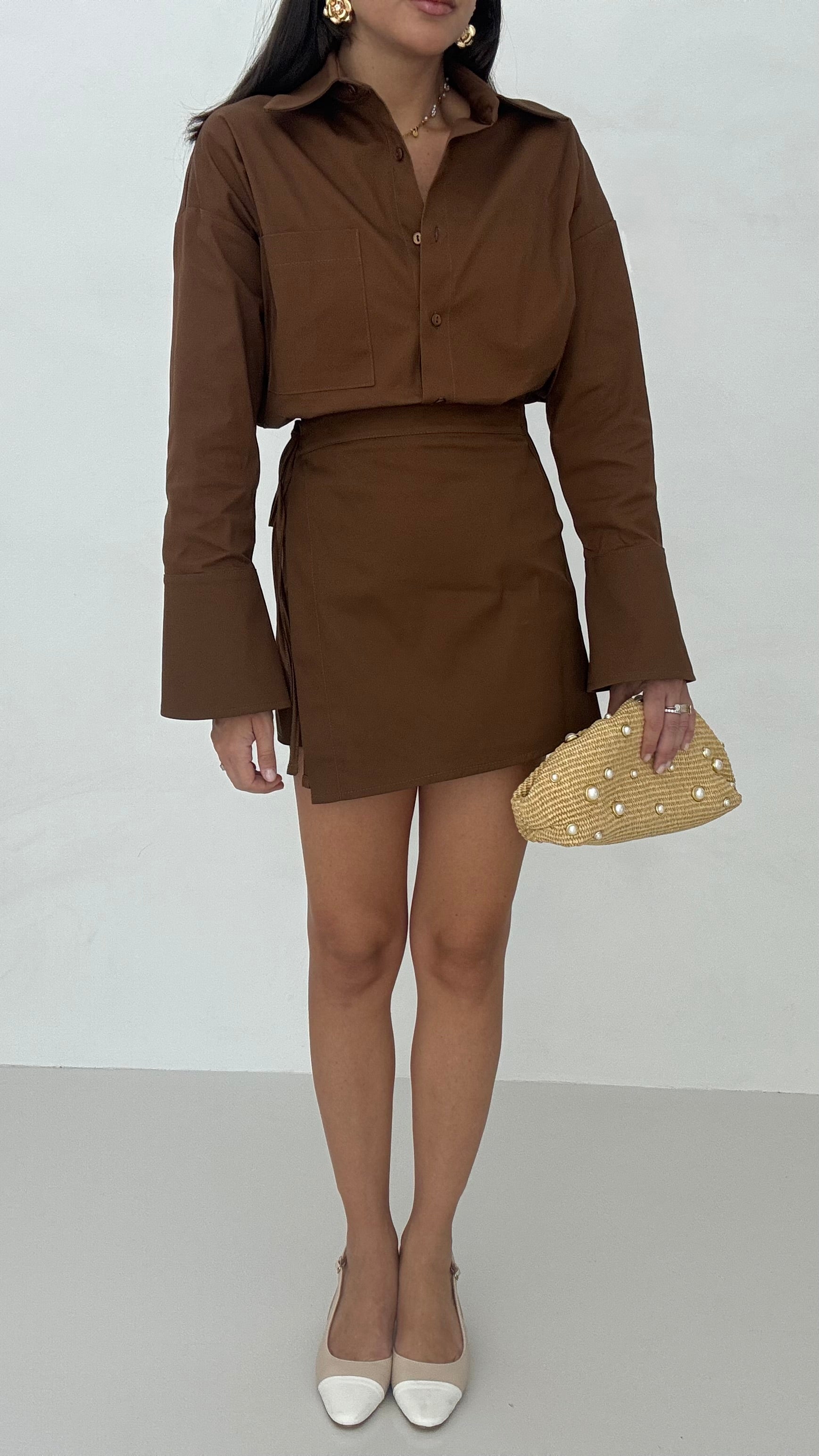 Camicia Crop ‘3&amp;33’ Cacao