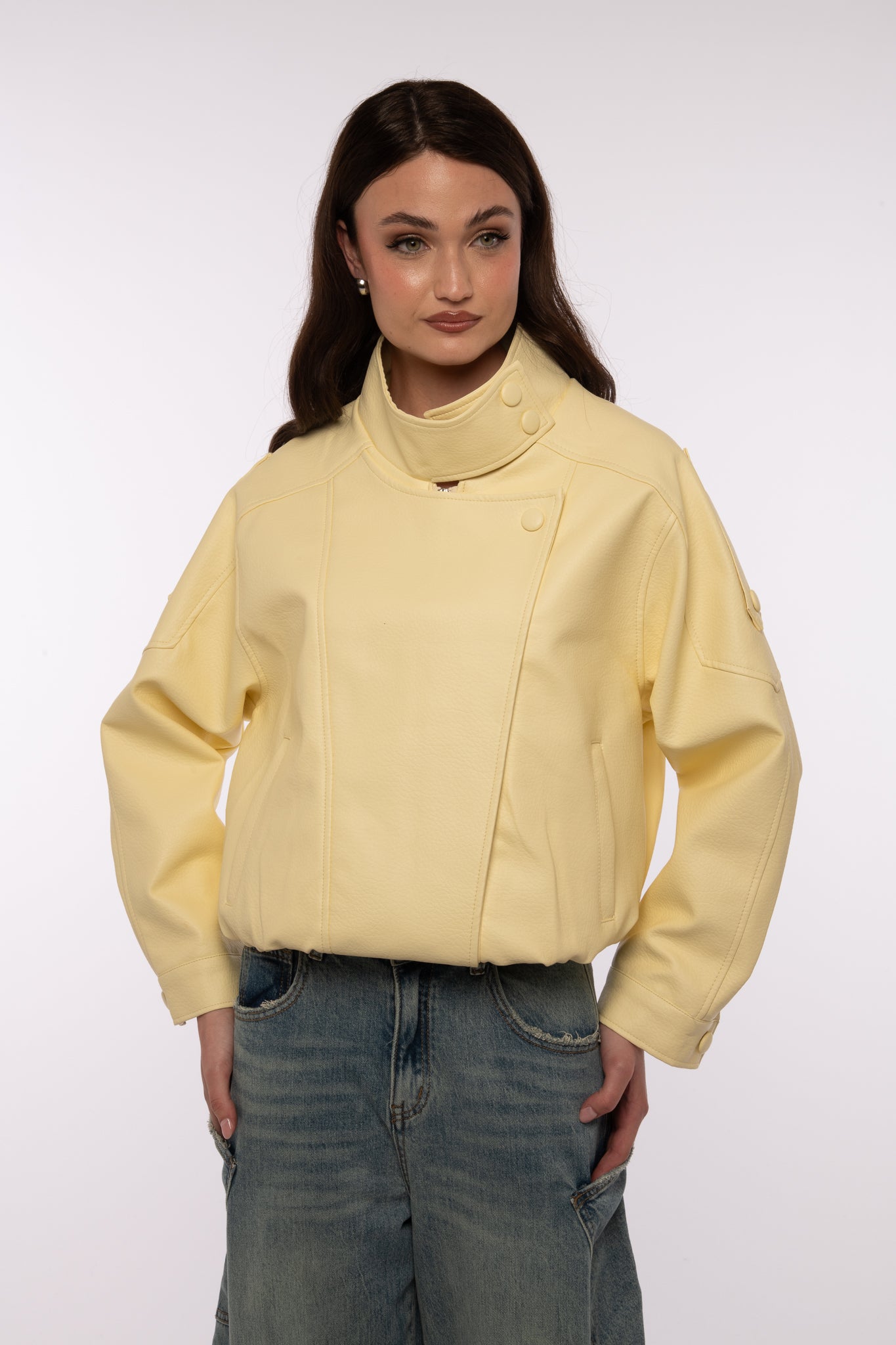 Chiodo/Bomber ‘COLLO ALTO’ 3.0 ecopelle Giallo