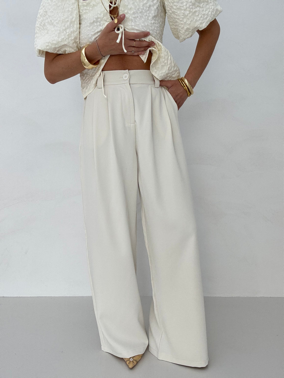 Pantalone ‘ELASTICO SUL RETRO’ Panna