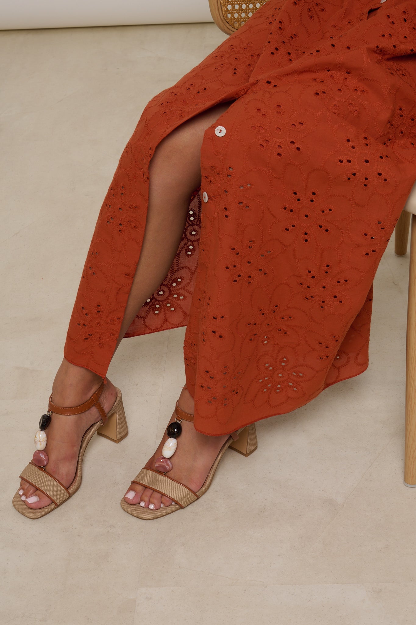 Sandalo ‘PERLE’ CON TACCO Camel