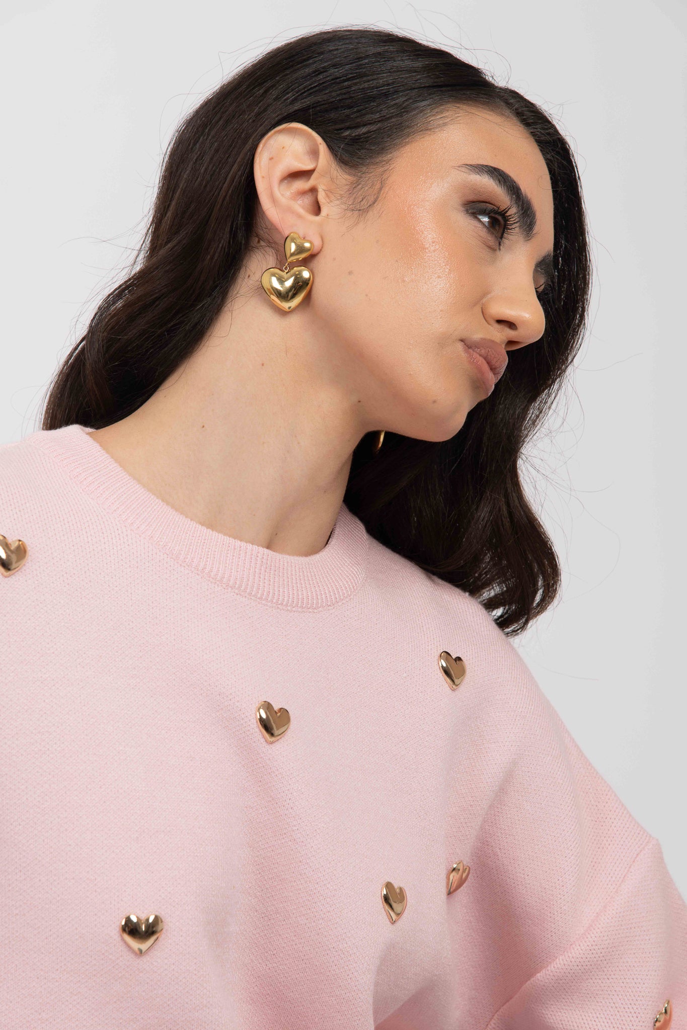 Maglione ‘CUORI ORO’ Rosa