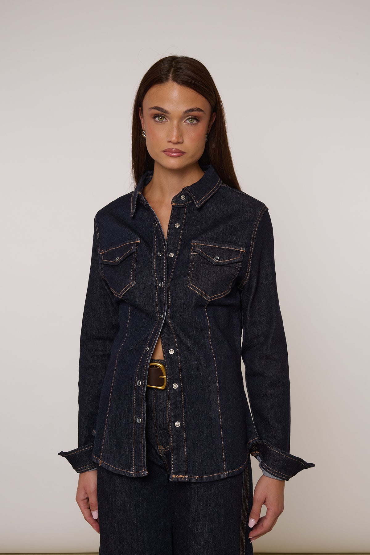Camicia ‘CUCITURE CUOIO’Lavaggio Zero