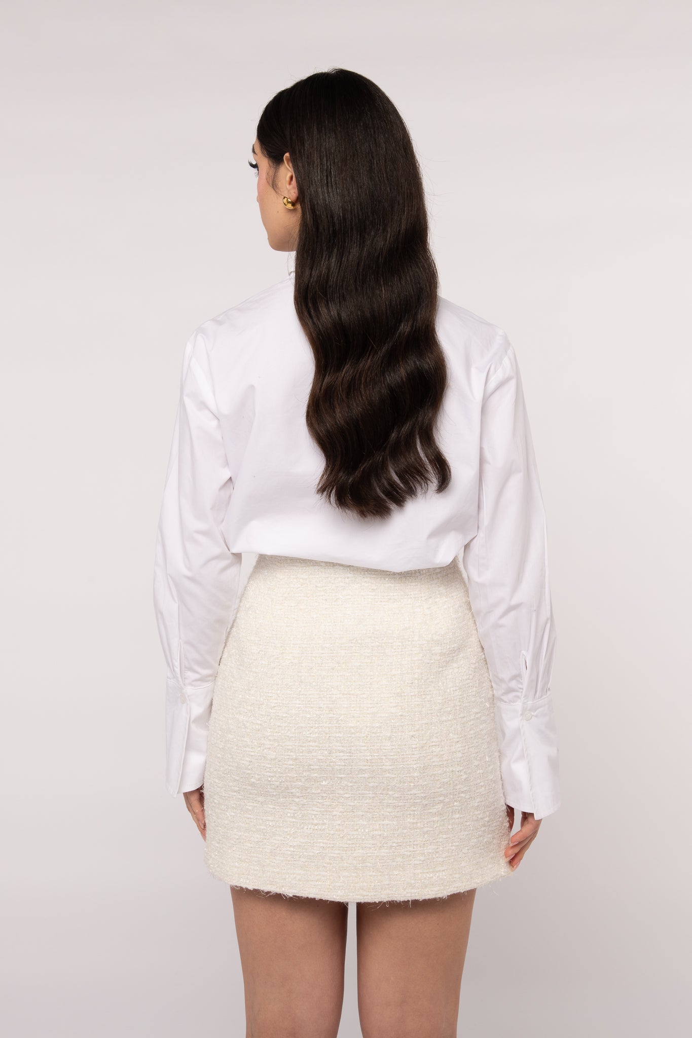 Gonna ‘IN TWEED’ con applicazioni floreali Bianco