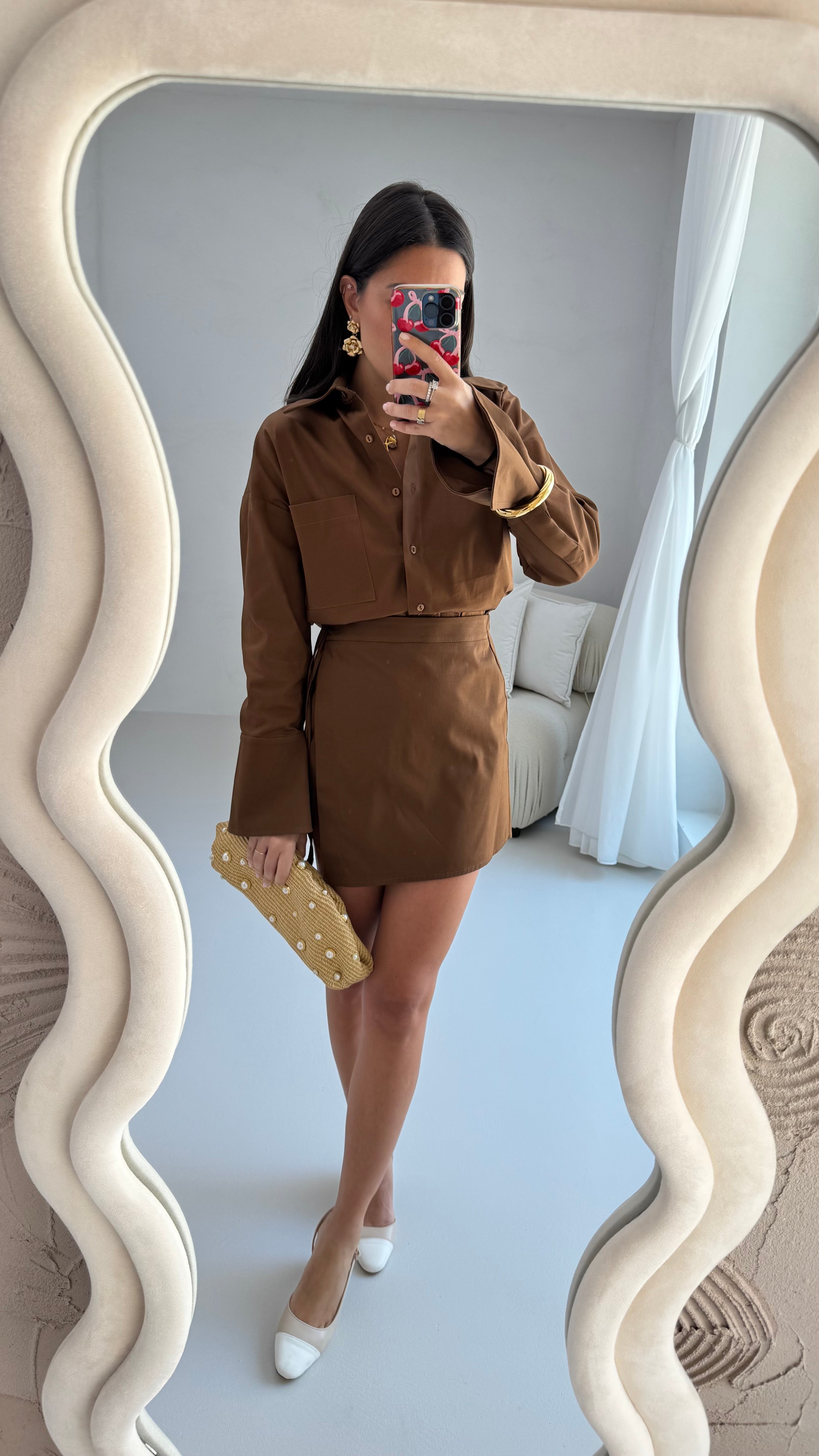 Camicia Crop ‘3&amp;33’ Cacao