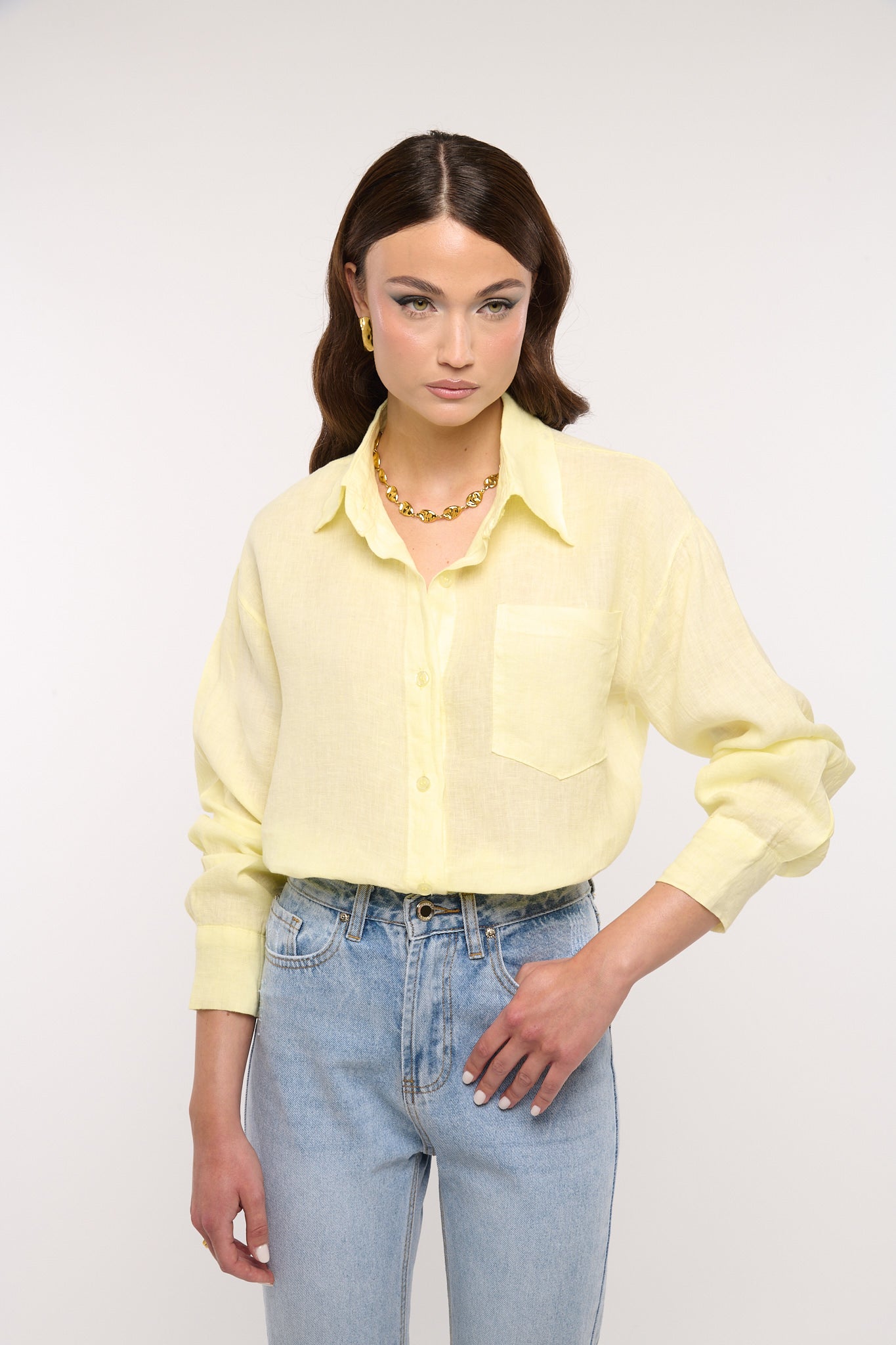 Camicia ‘100% LINO’ Gialla