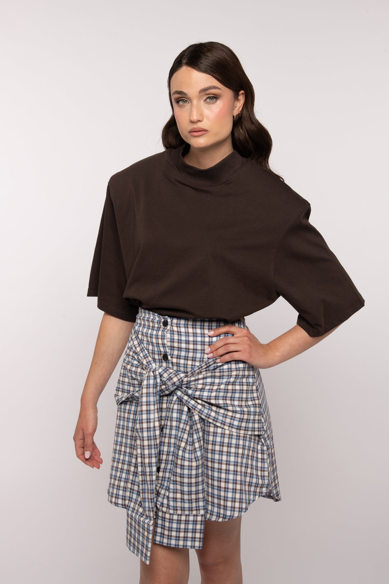 Maglia ‘MEZZO COLLO e MAXI SPALLINA’ 100%COTONE Cacao