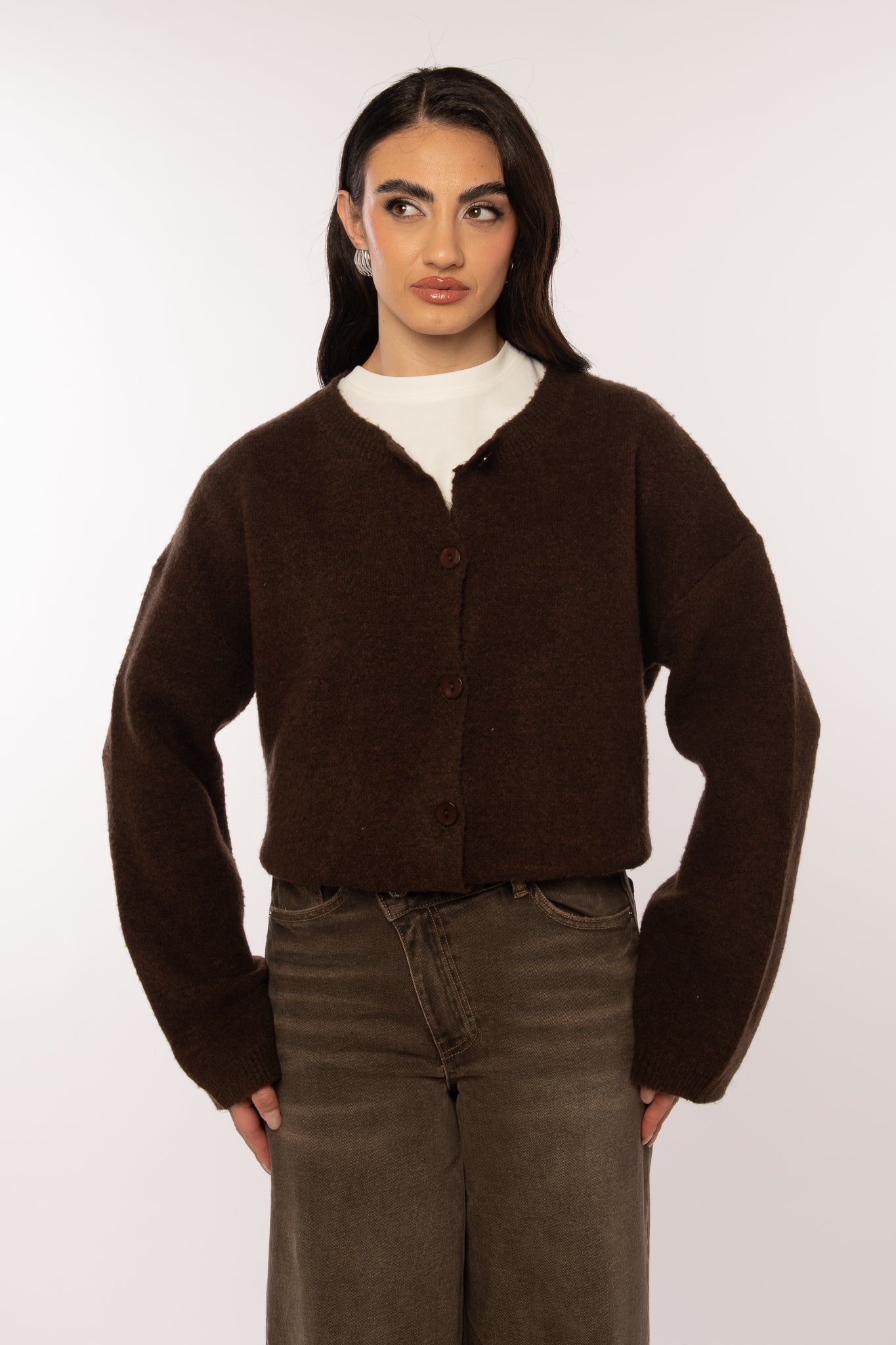 Cardigan ‘BASIC CON BOTTONI’ Cacao