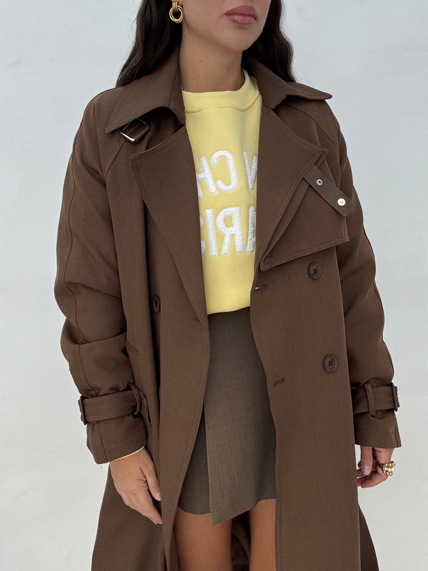 Trench ‘20%COTONE’ dettaglio oro CACAO