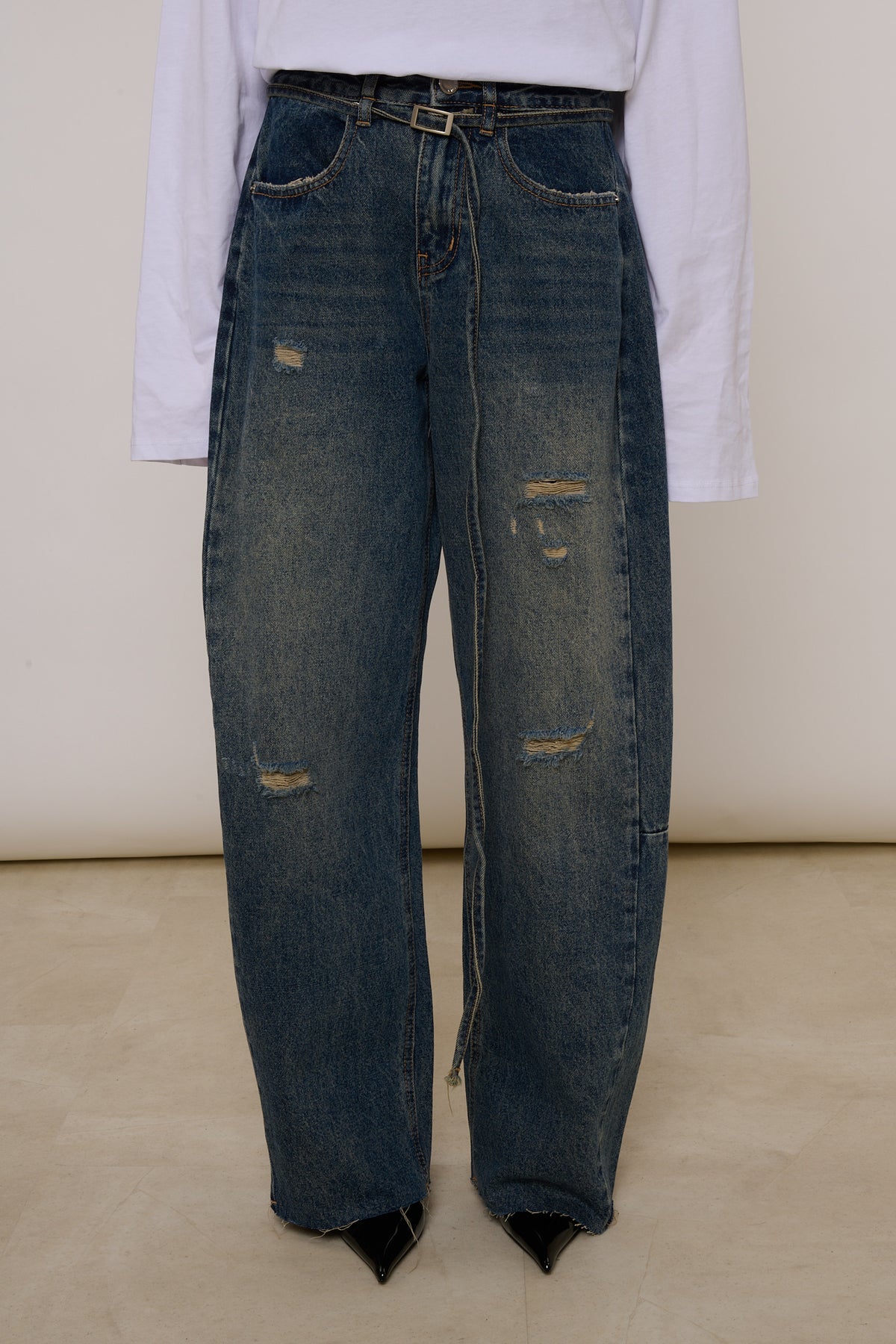 Jeans ‘BAGGY’ con laccetto Denim scuro
