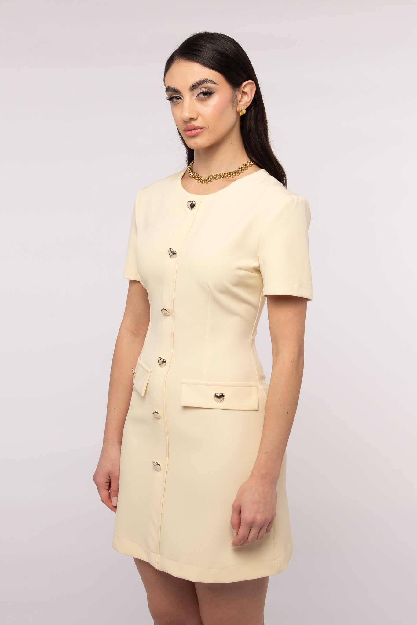 Abito ‘BOTTONI CUORE 3&33’ Giallo Burro