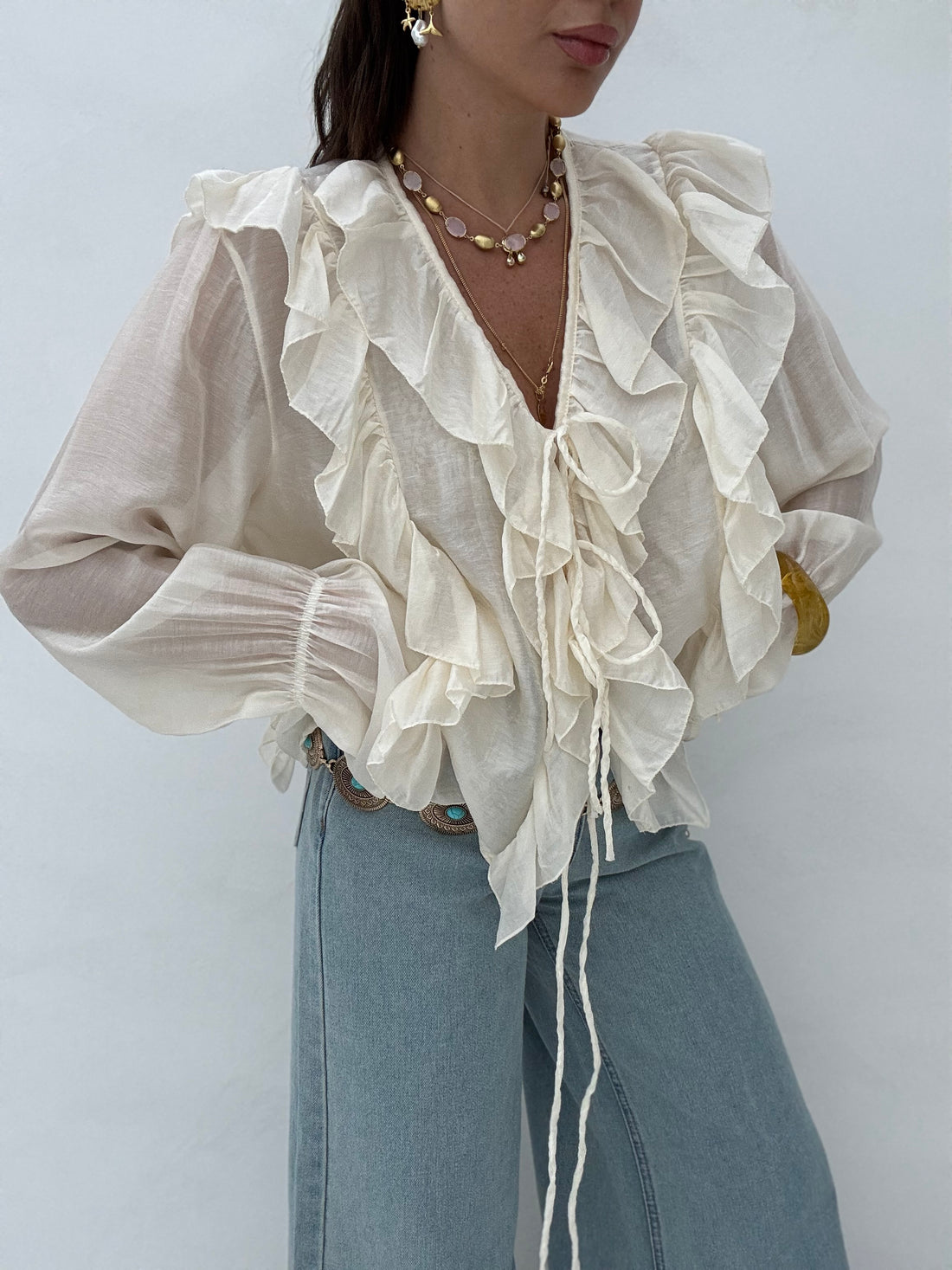 Camicia ‘ROUCHES E FIOCCHETTI’ Burro