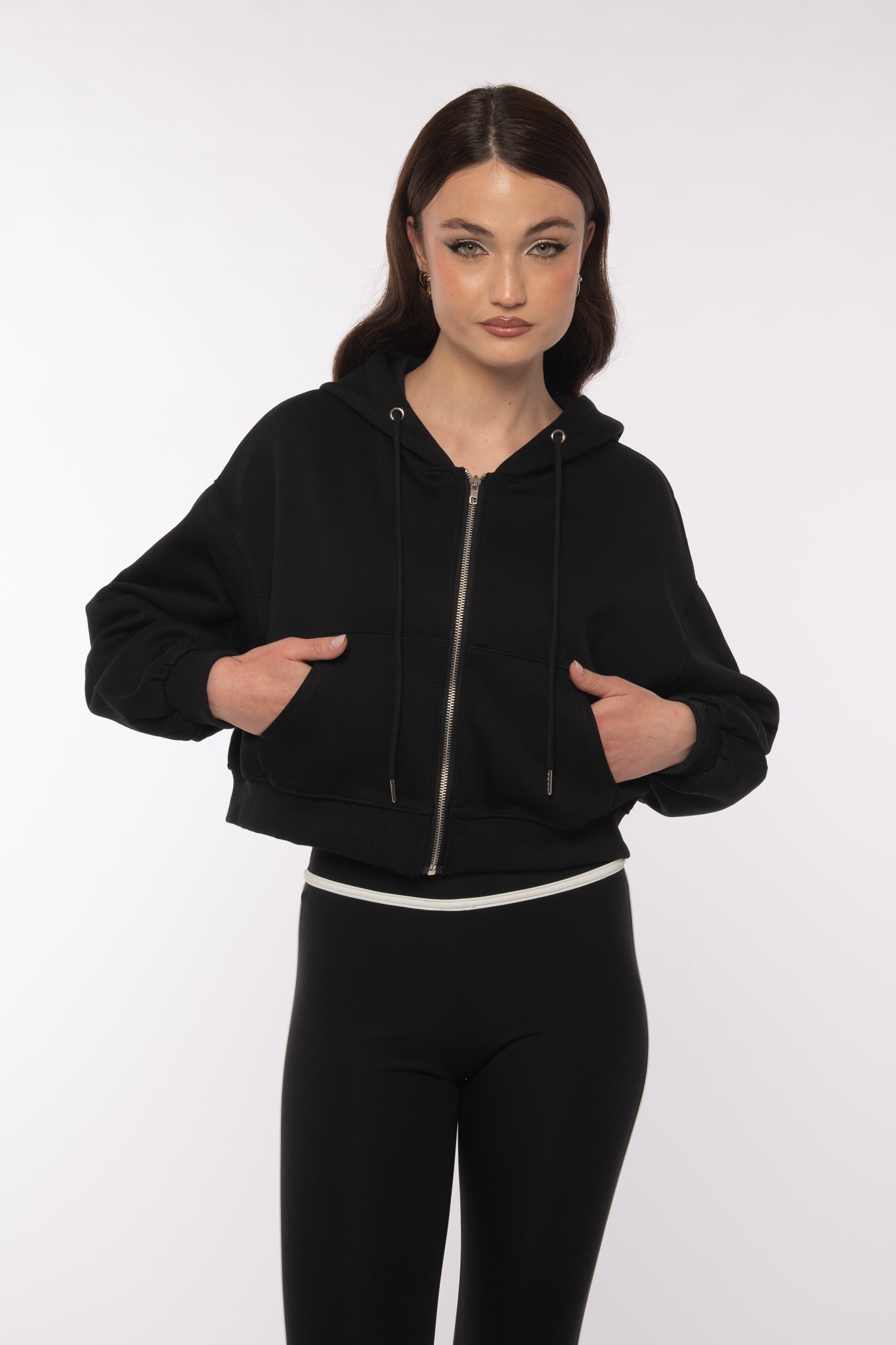 Felpa crop ‘65%COTONE’ Nera