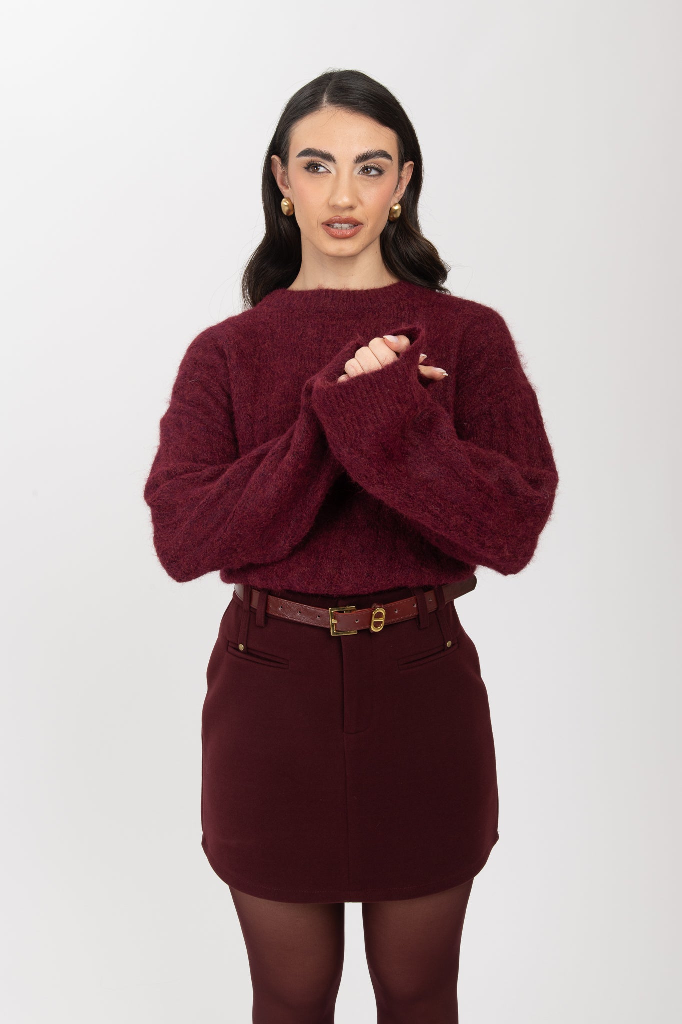 Maglione ‘TRECCE’ 7%lana Bordeaux