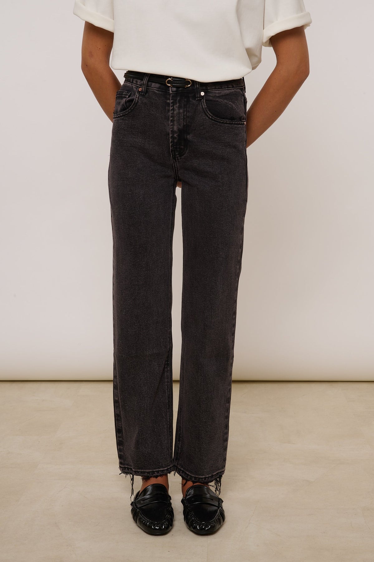 Jeans ‘GAMBA DRITTA’ Nero Slavato