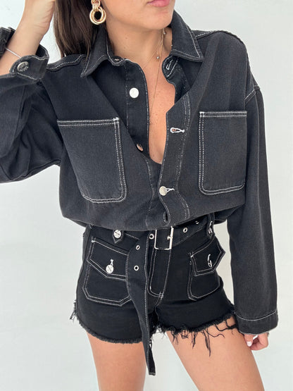 Pantaloncino ‘SECRET’ Nero cuciture Bianche