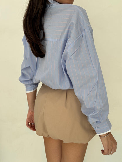Camicia ‘STRASS’ azzurra righe arancio