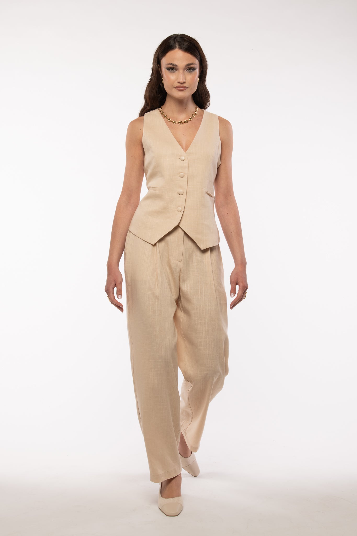 Coordinato ‘30% LINO’ gilet+pantalone Beige