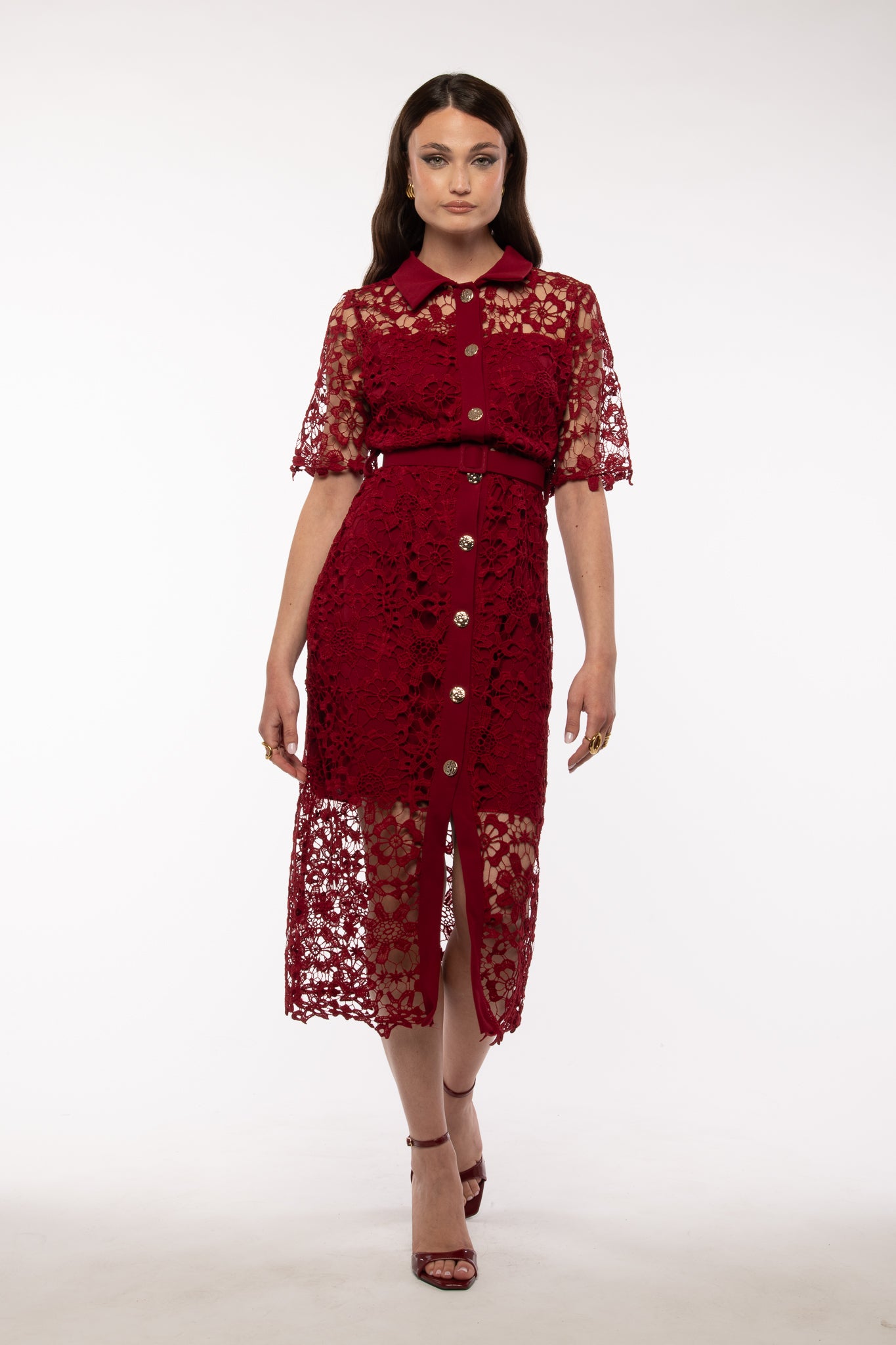 Abito ‘DAPHNE 2.0 in pizzo Bordeaux