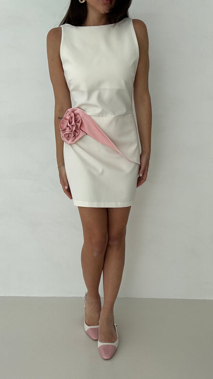 Abito ‘PRISCILLA’ con rouches rosa by lumina Panna