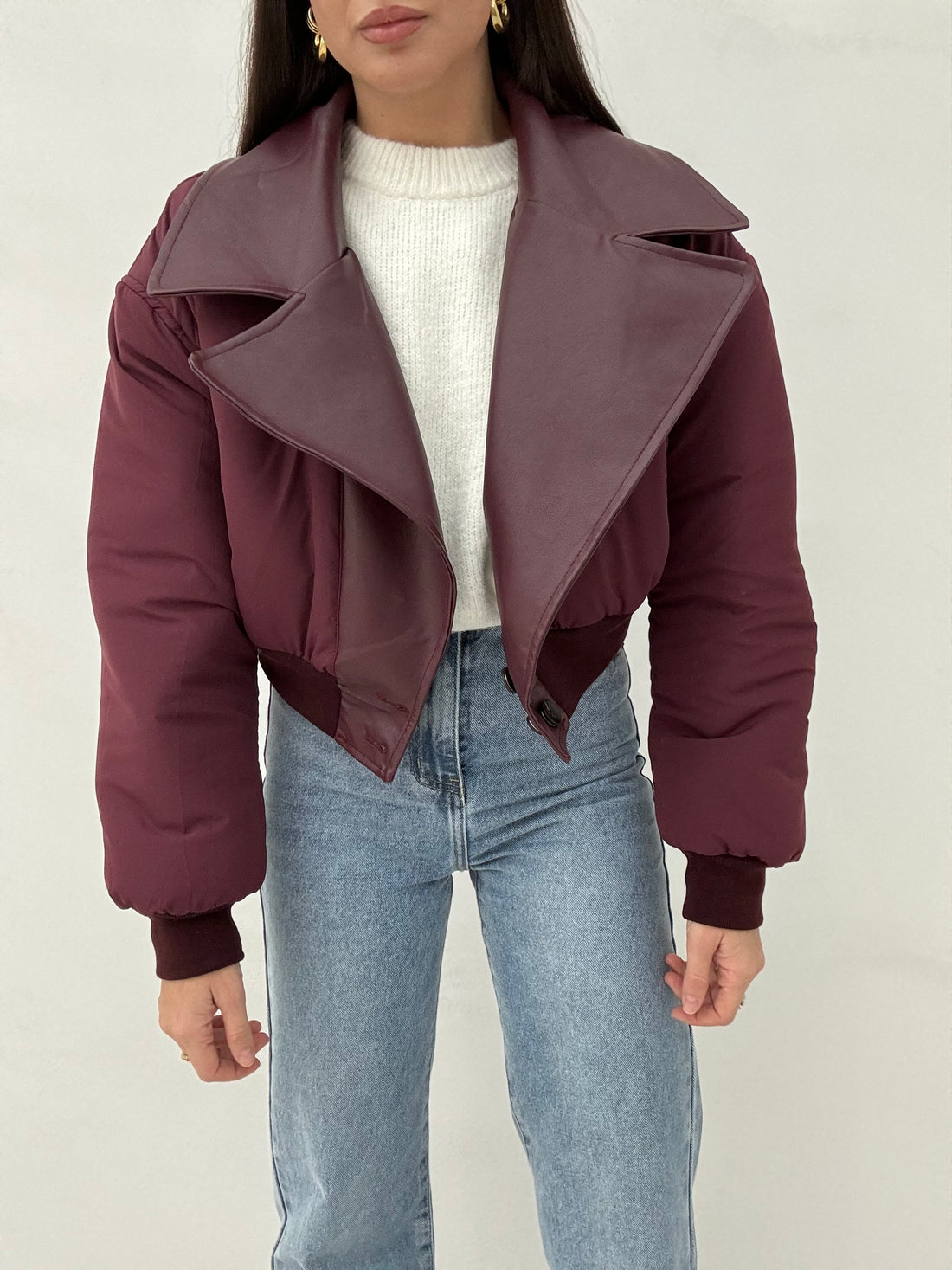 Bomber crop ‘DOUBLE FACE’ Bordeaux