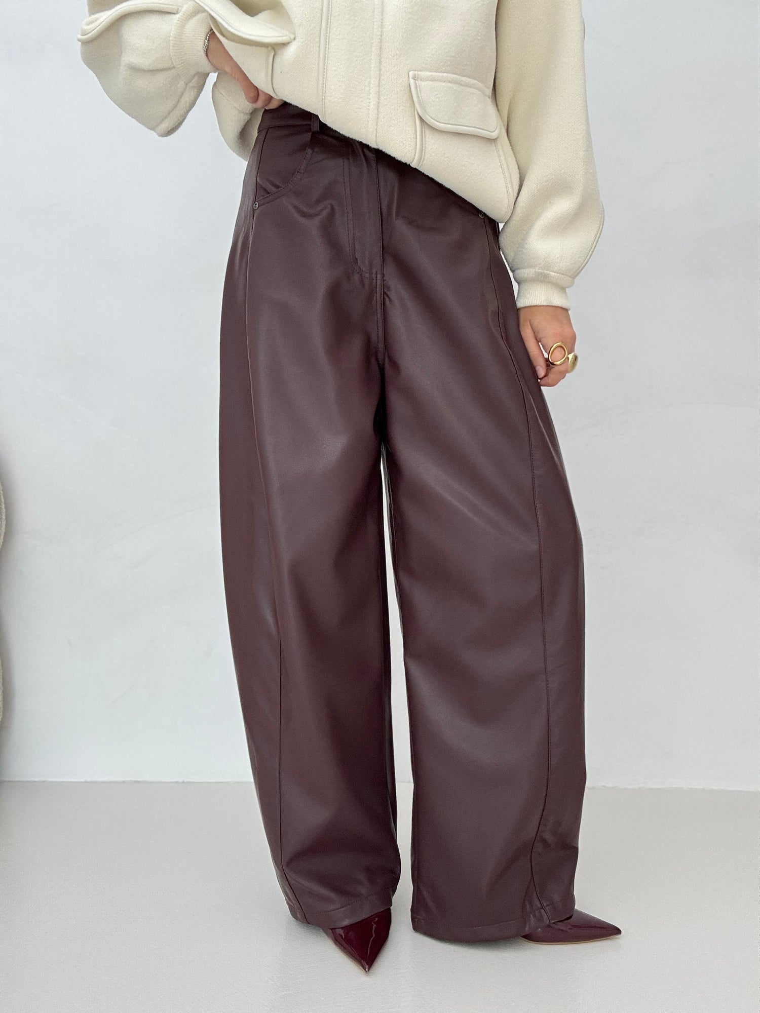 Pantalone ‘ECOPELLE’ Bordeaux