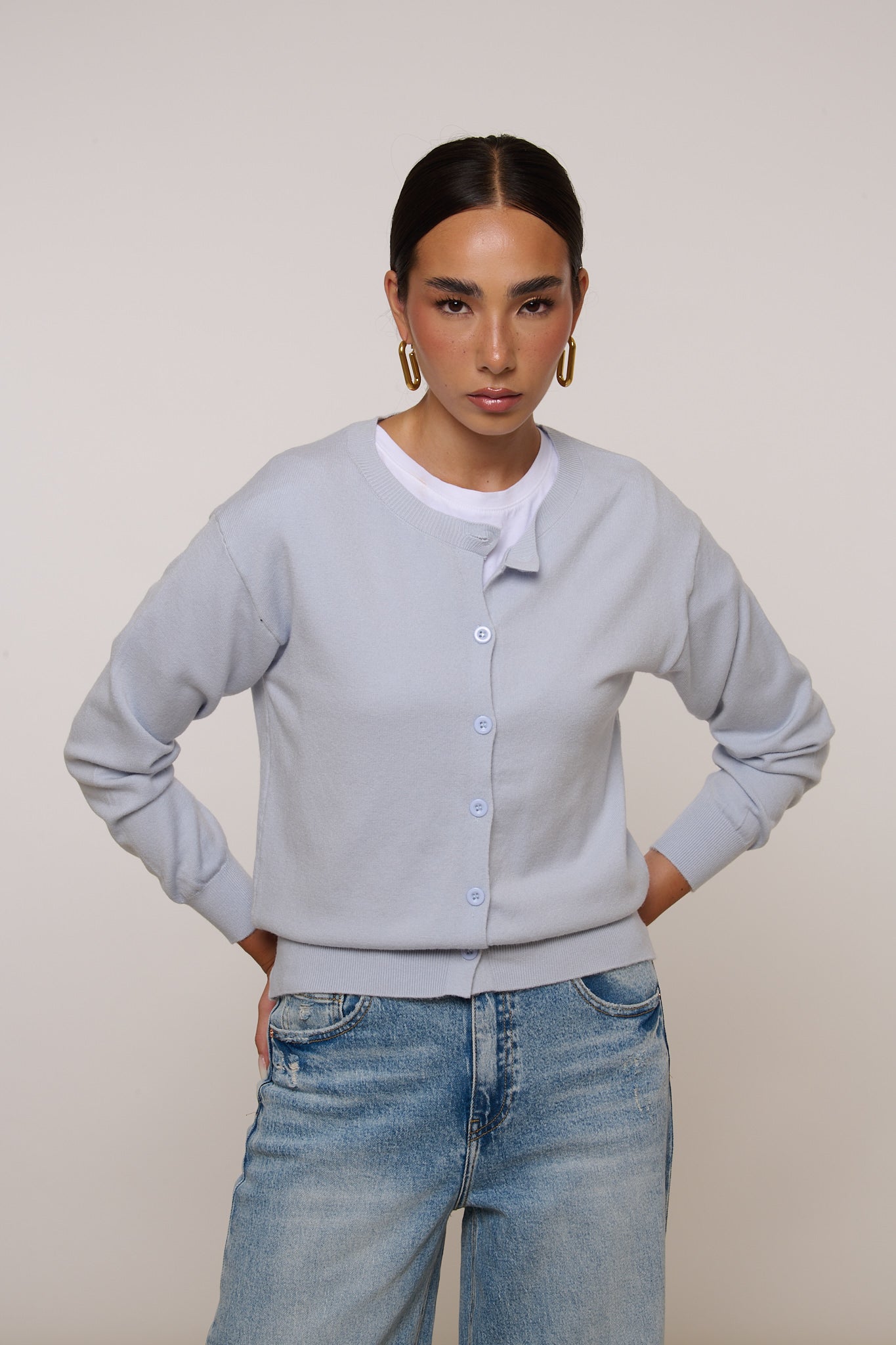 Cardigan Bottoncini ‘65% COTONE’ Azzurro
