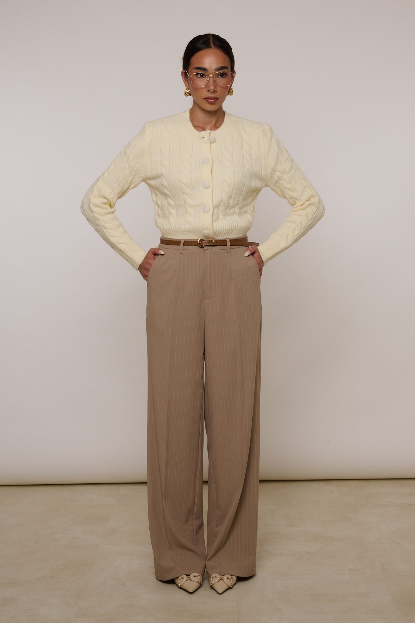 Pantalone ‘GANCETTO’ Gessato Beige