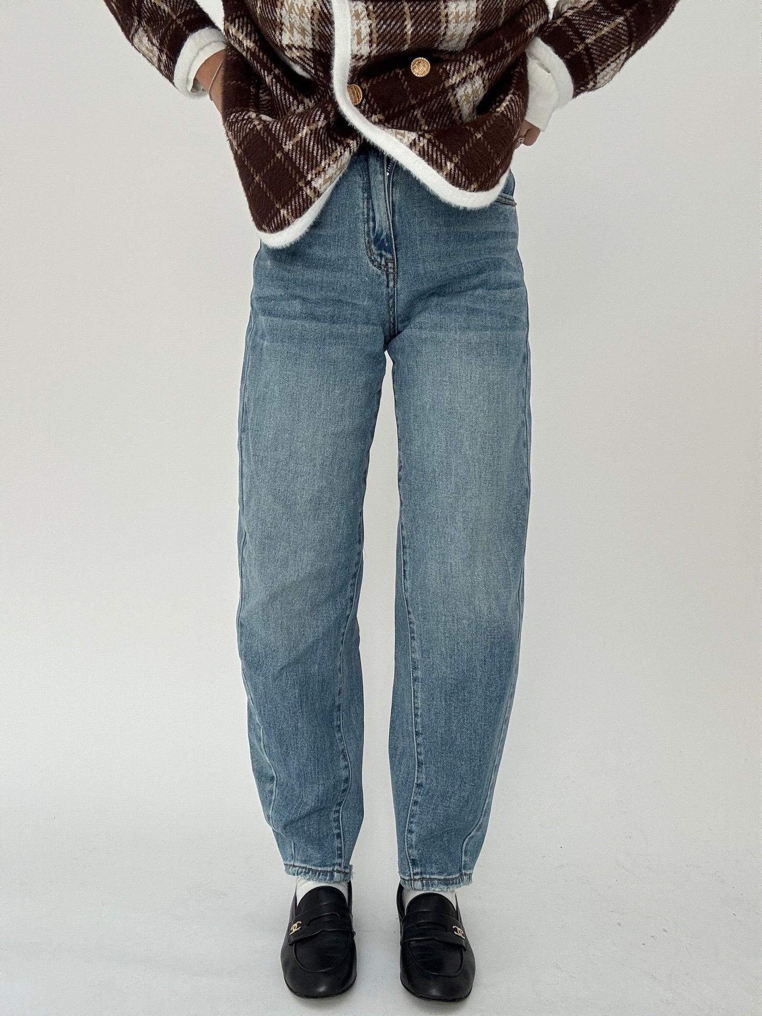 Jeans ‘BARREL 95% COTONE’ con cuciture Denim Chiaro