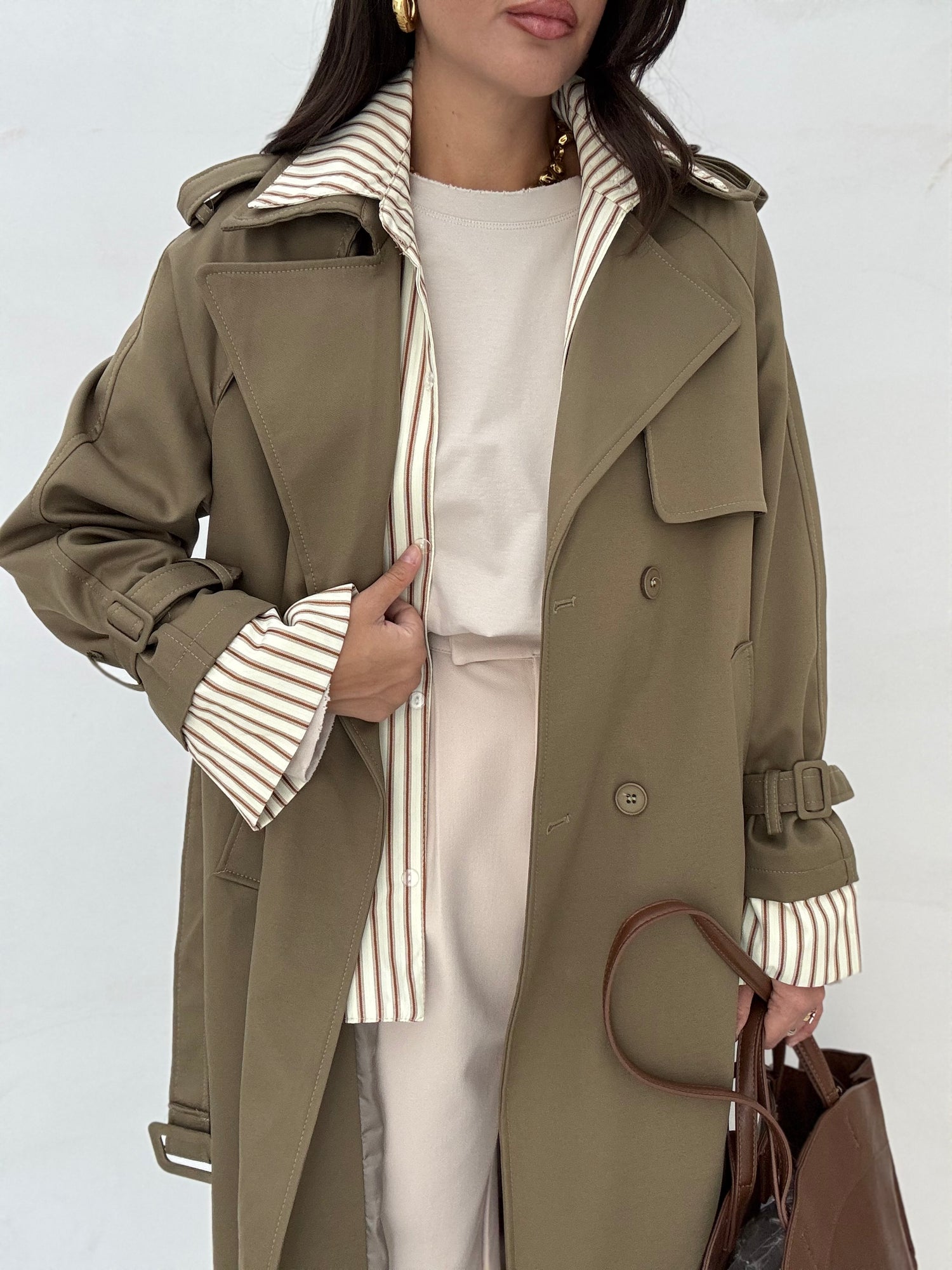 Trench finta camicia ‘99%COTONE’ Verde Militare