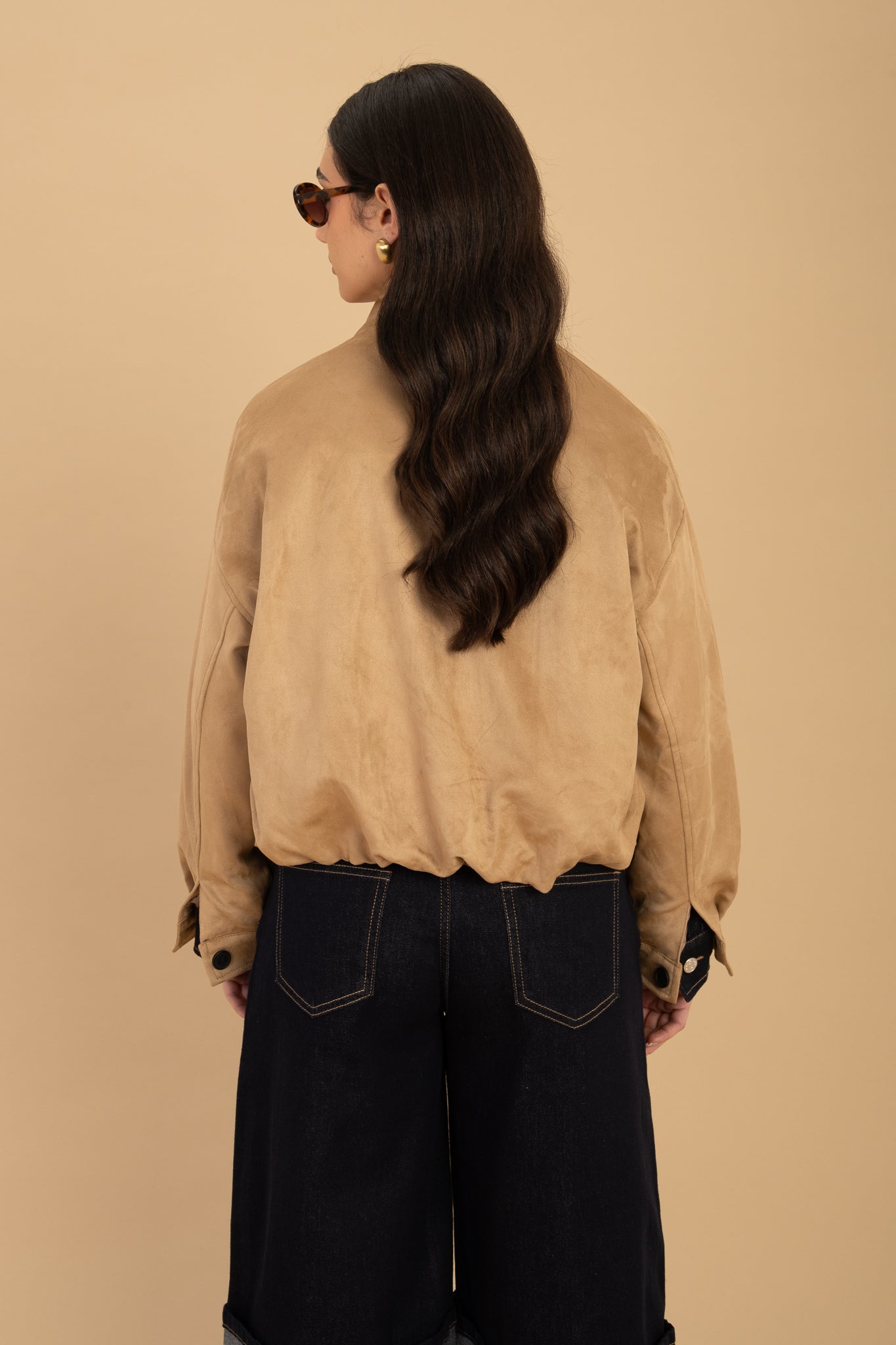 Bomber ‘ECO-CAMOSCIO COLLO ALTO’ Beige