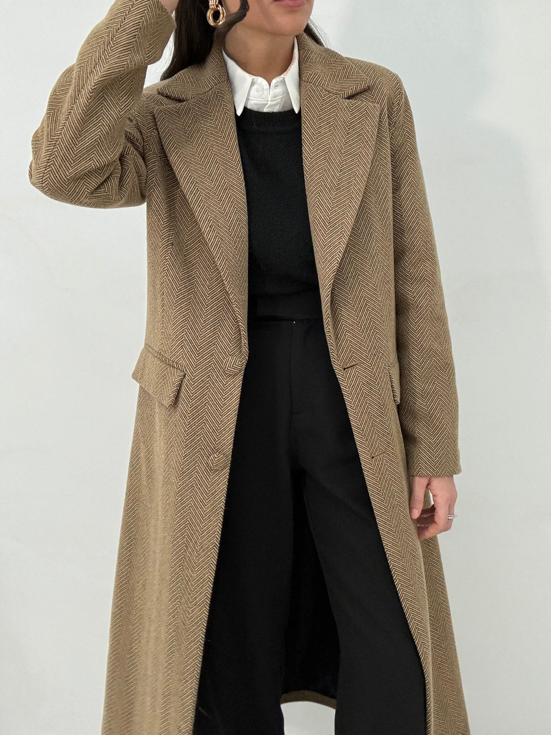 Cappotto ‘ODETTE 3&amp;33 COLLECTION’ spigato Camel