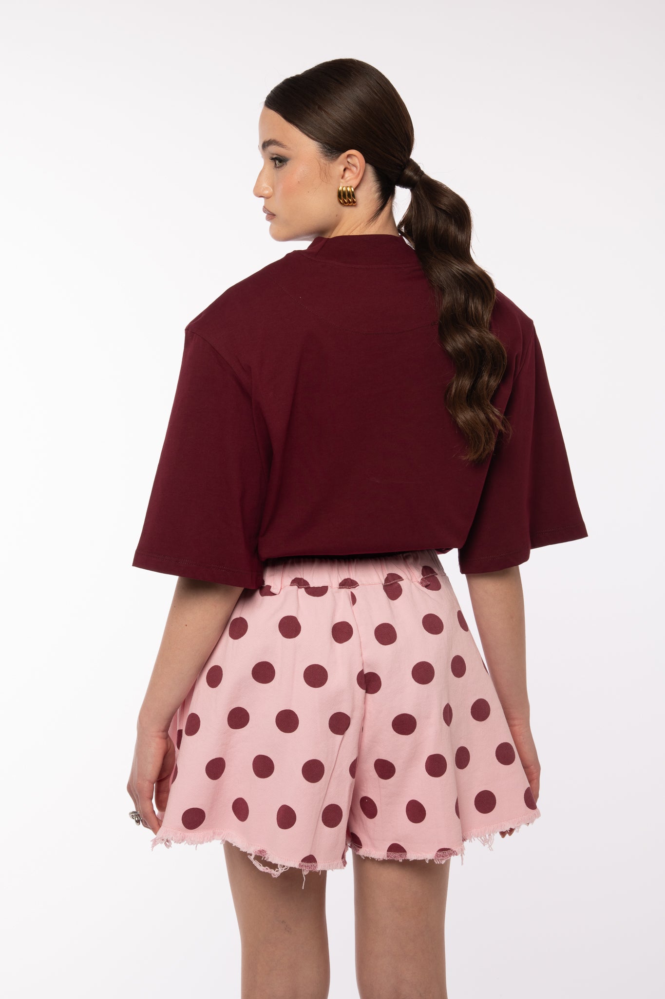 Maglia ‘MEZZO COLLO e MAXI SPALLINA’ 100%COTONE Bordeaux